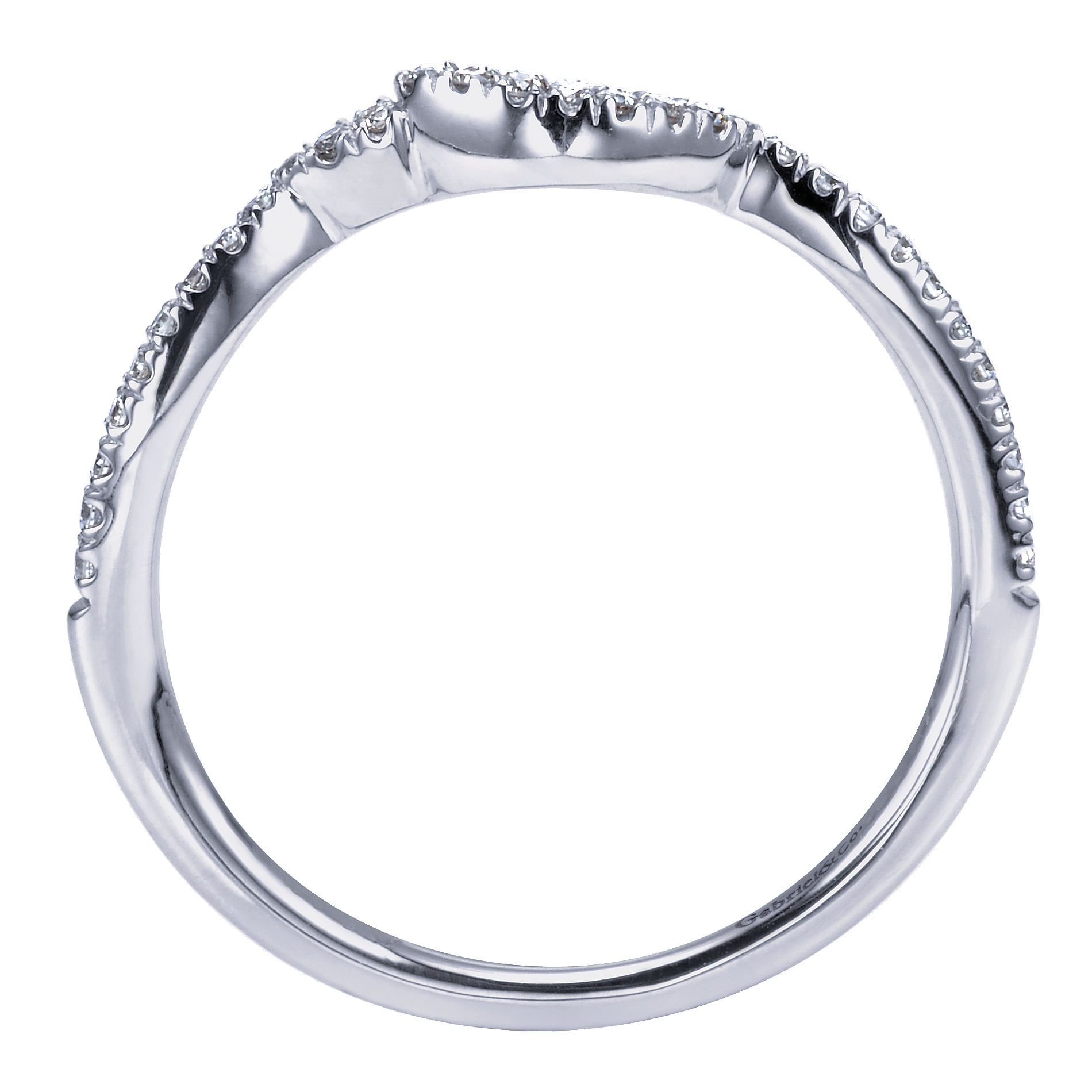 14k White Gold Diamond Curved Wedding Band angle 2 14k White Gold Diamond Curved Wedding Band angle 2