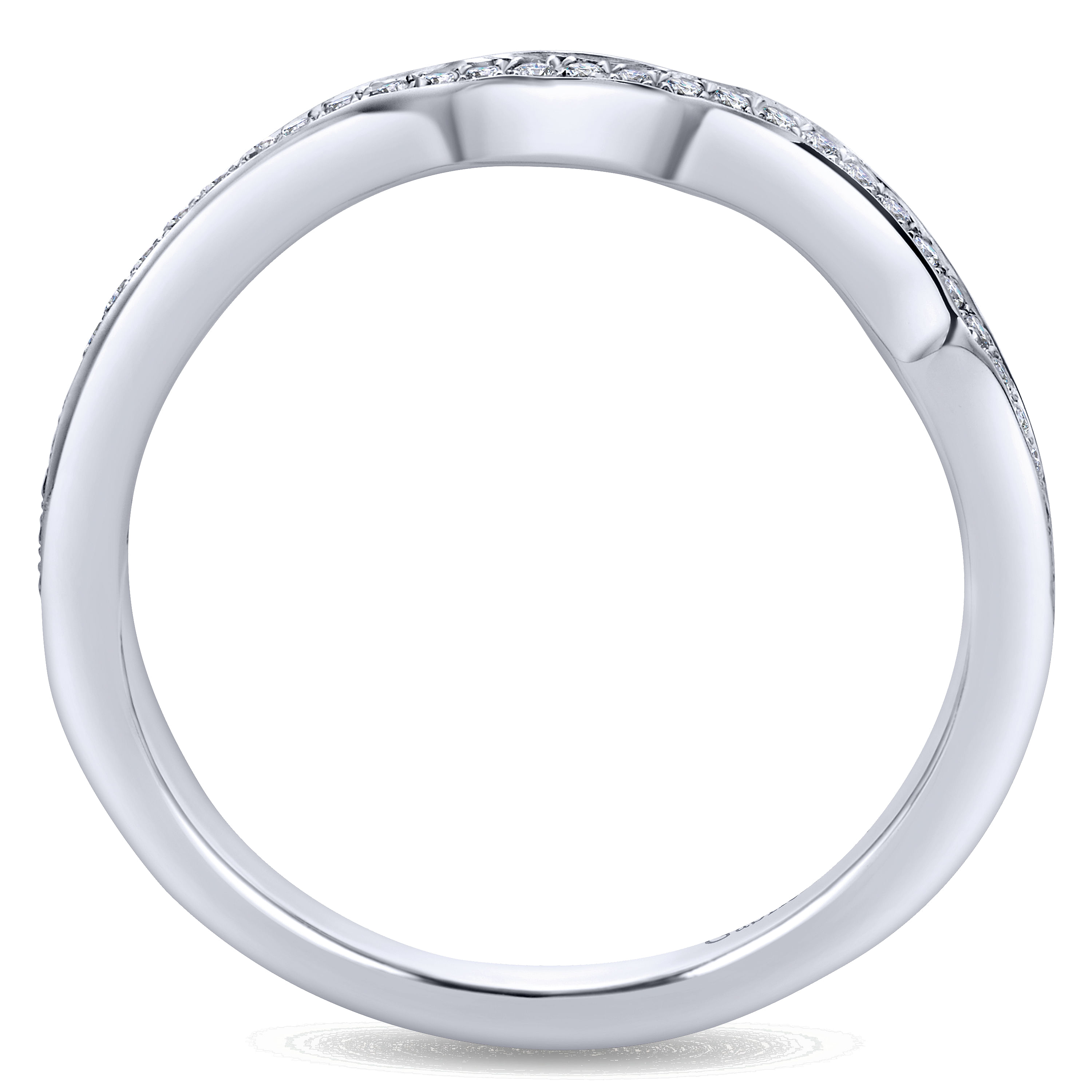 14k White Gold Diamond Curved Wedding Band angle 2 14k White Gold Diamond Curved Wedding Band angle 2