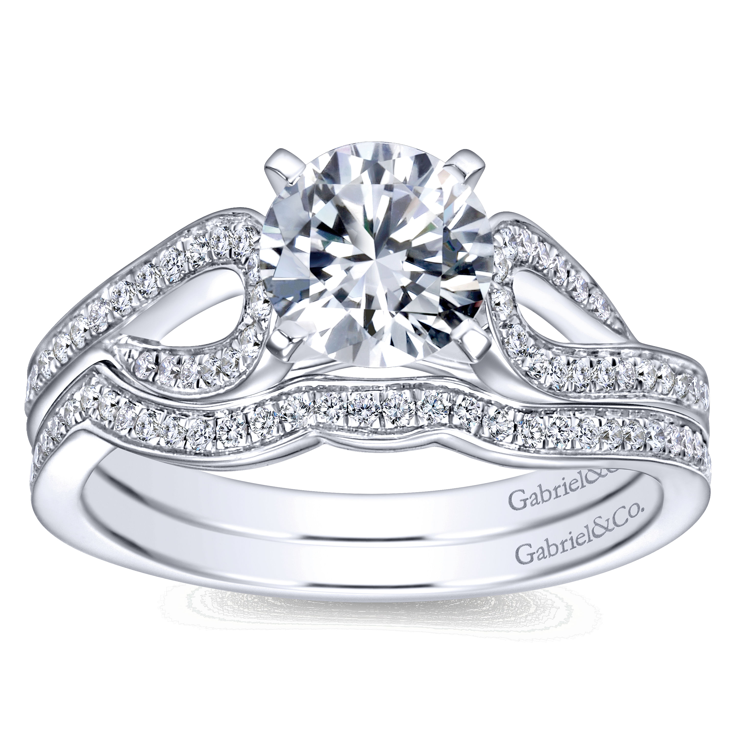 14k White Gold Diamond Curved Wedding Band angle 4 14k White Gold Diamond Curved Wedding Band angle 4