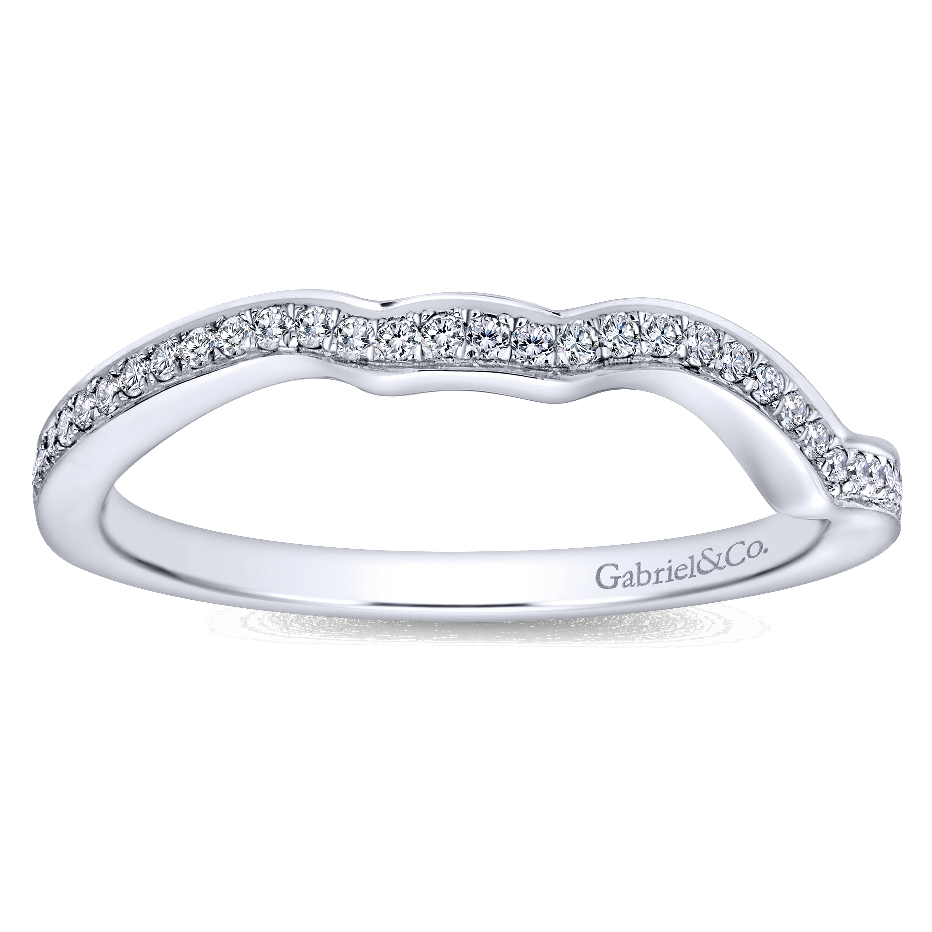 14k White Gold Diamond Curved Wedding Band angle 5 14k White Gold Diamond Curved Wedding Band angle 5