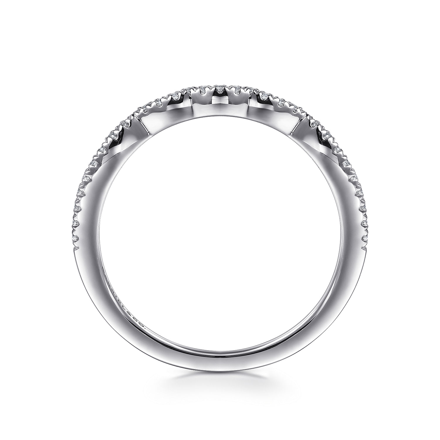 14k White Gold Diamond Curved Wedding Band angle 2 14k White Gold Diamond Curved Wedding Band angle 2