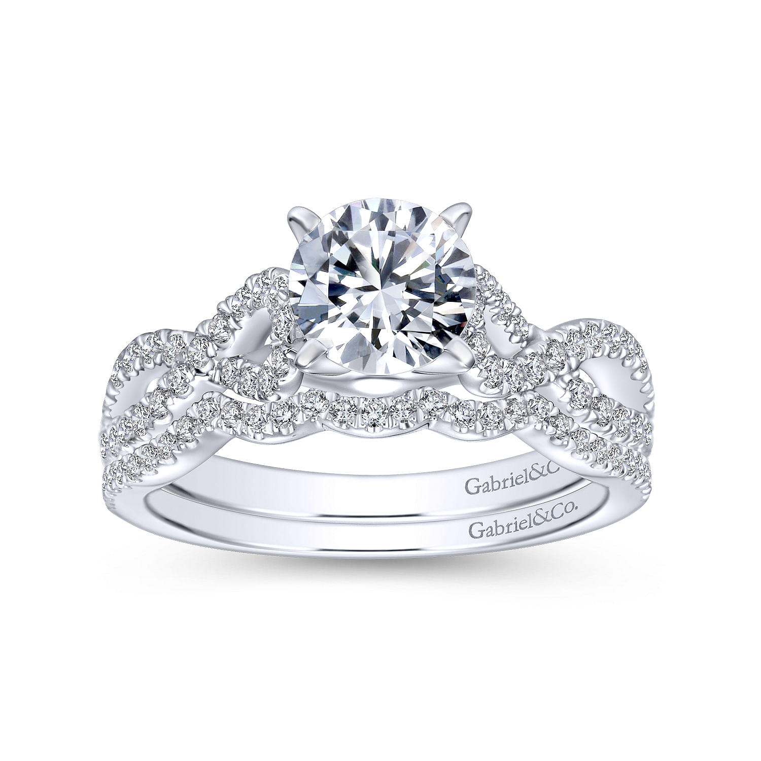 14k White Gold Diamond Curved Wedding Band angle 4 14k White Gold Diamond Curved Wedding Band angle 4
