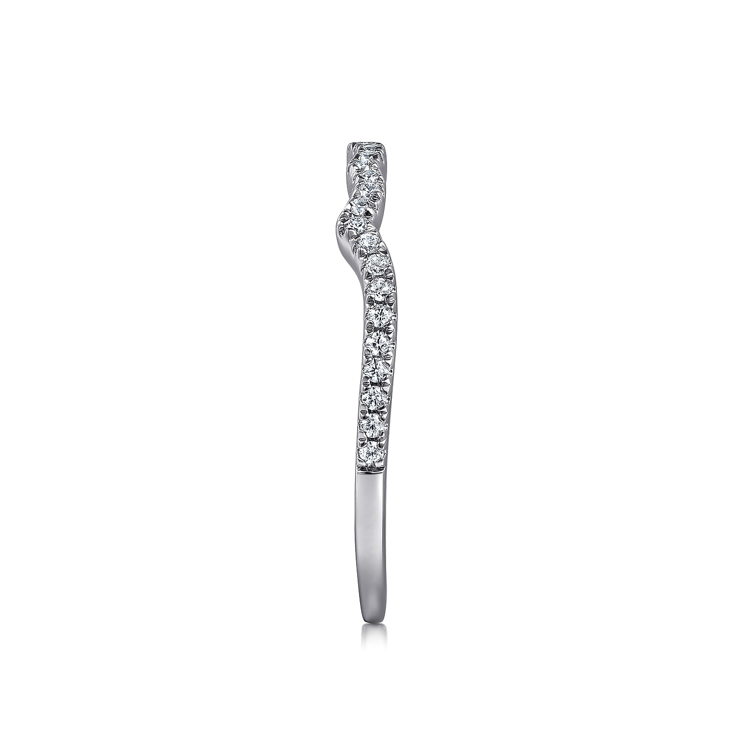 14k White Gold Diamond Curved Wedding Band angle 5 14k White Gold Diamond Curved Wedding Band angle 5