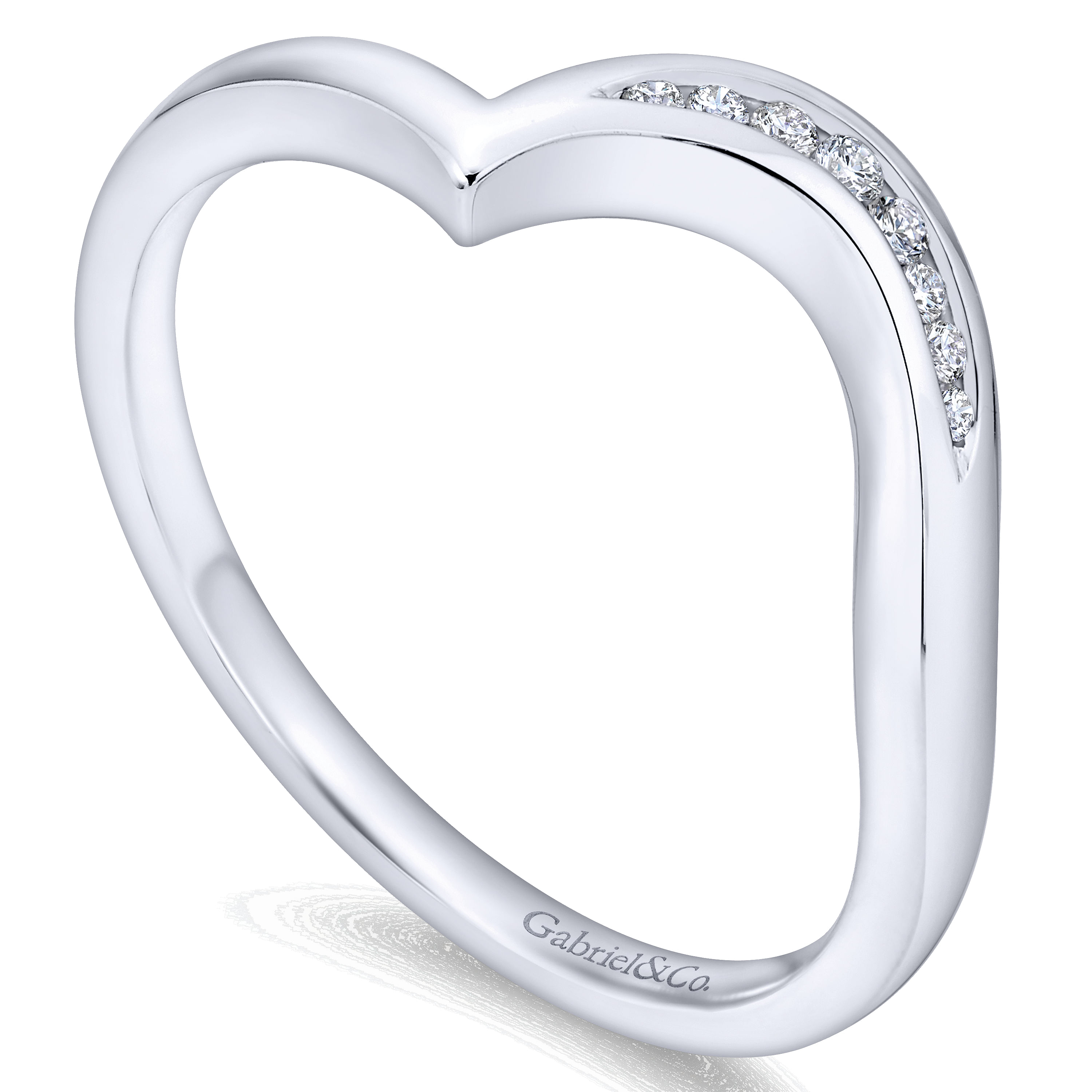 14k White Gold Diamond Curved Wedding Band angle 3 14k White Gold Diamond Curved Wedding Band angle 3