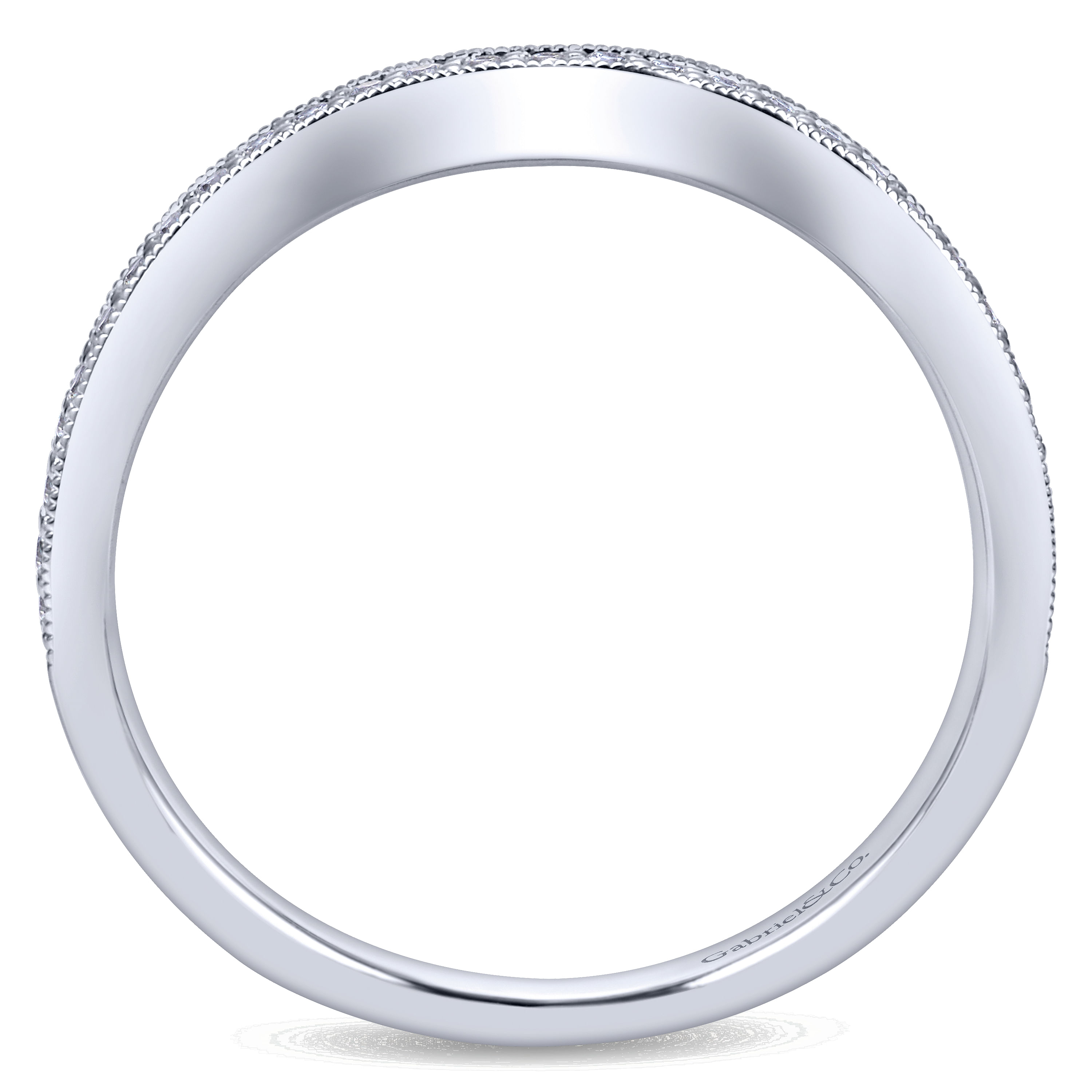 14k White Gold Diamond Curved Wedding Band angle 2 14k White Gold Diamond Curved Wedding Band angle 2