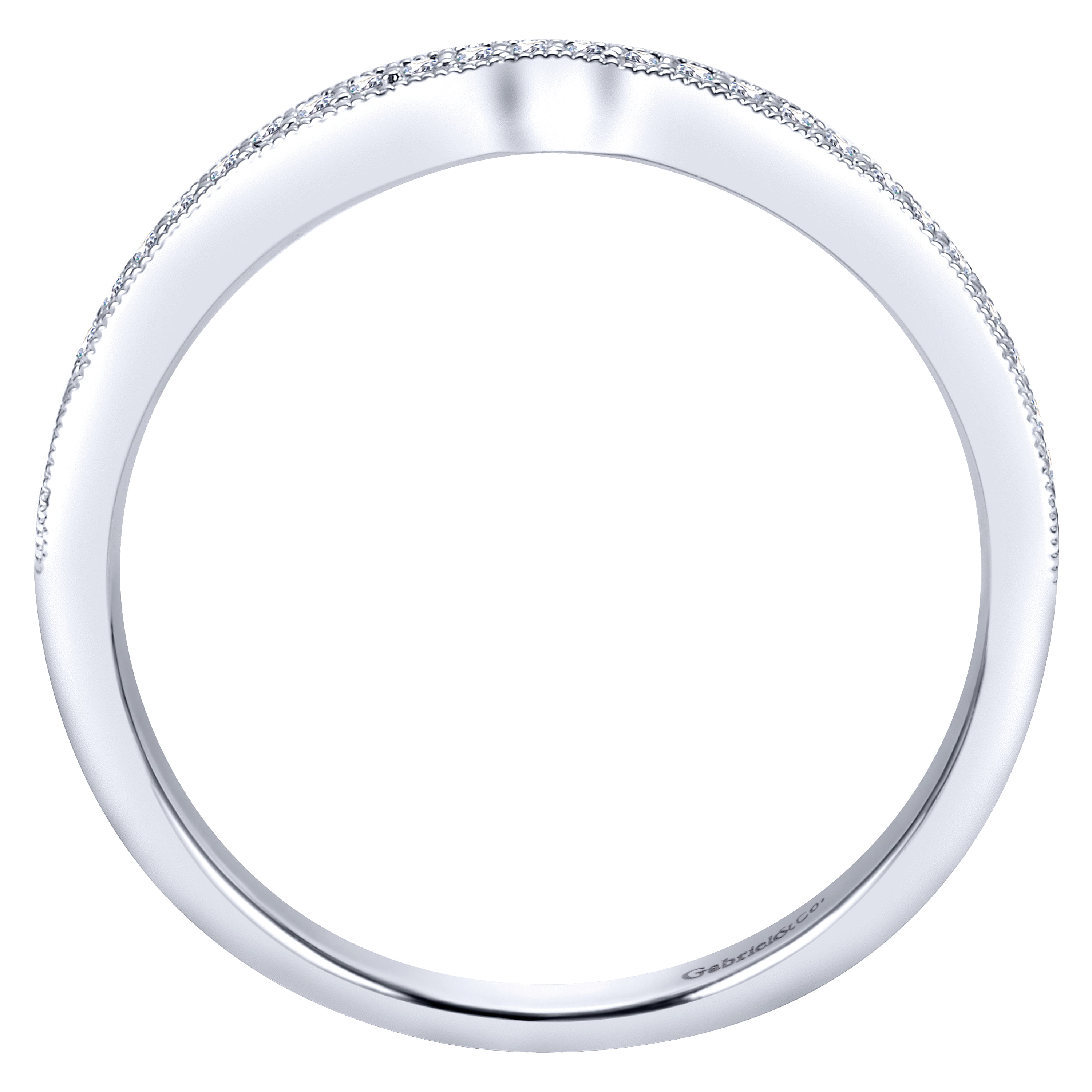 14k White Gold Diamond Curved Wedding Band angle 2 14k White Gold Diamond Curved Wedding Band angle 2