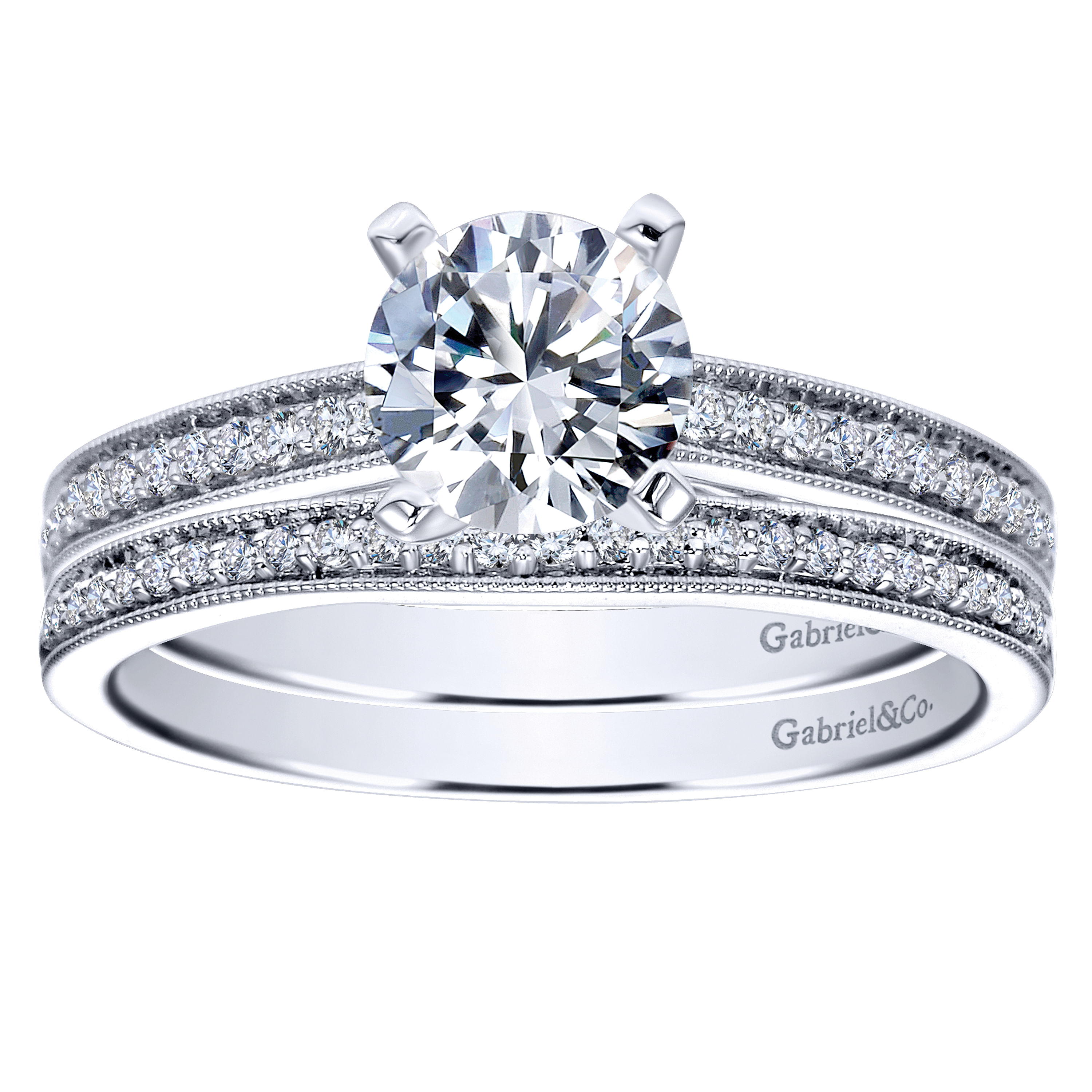 14k White Gold Diamond Curved Wedding Band angle 4 14k White Gold Diamond Curved Wedding Band angle 4