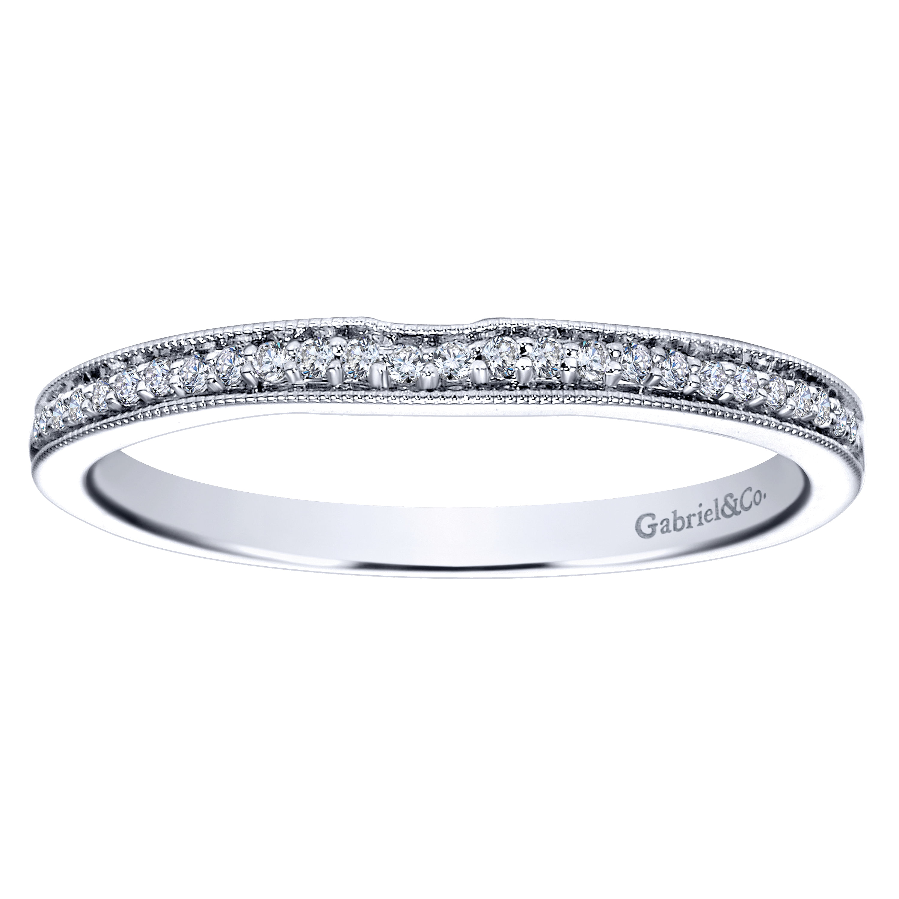 14k White Gold Diamond Curved Wedding Band angle 5 14k White Gold Diamond Curved Wedding Band angle 5