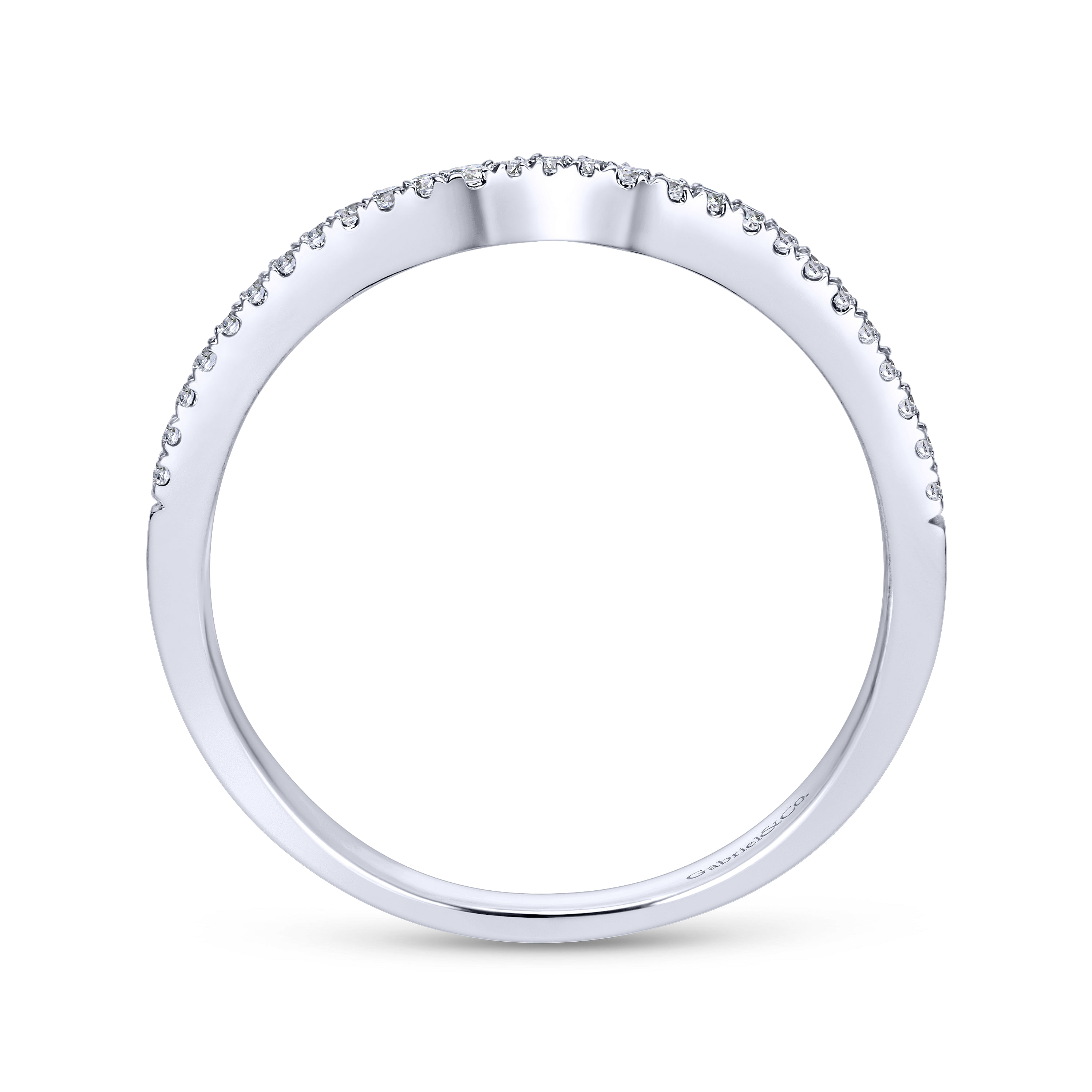 14k White Gold Diamond Curved Wedding Band angle 2 14k White Gold Diamond Curved Wedding Band angle 2