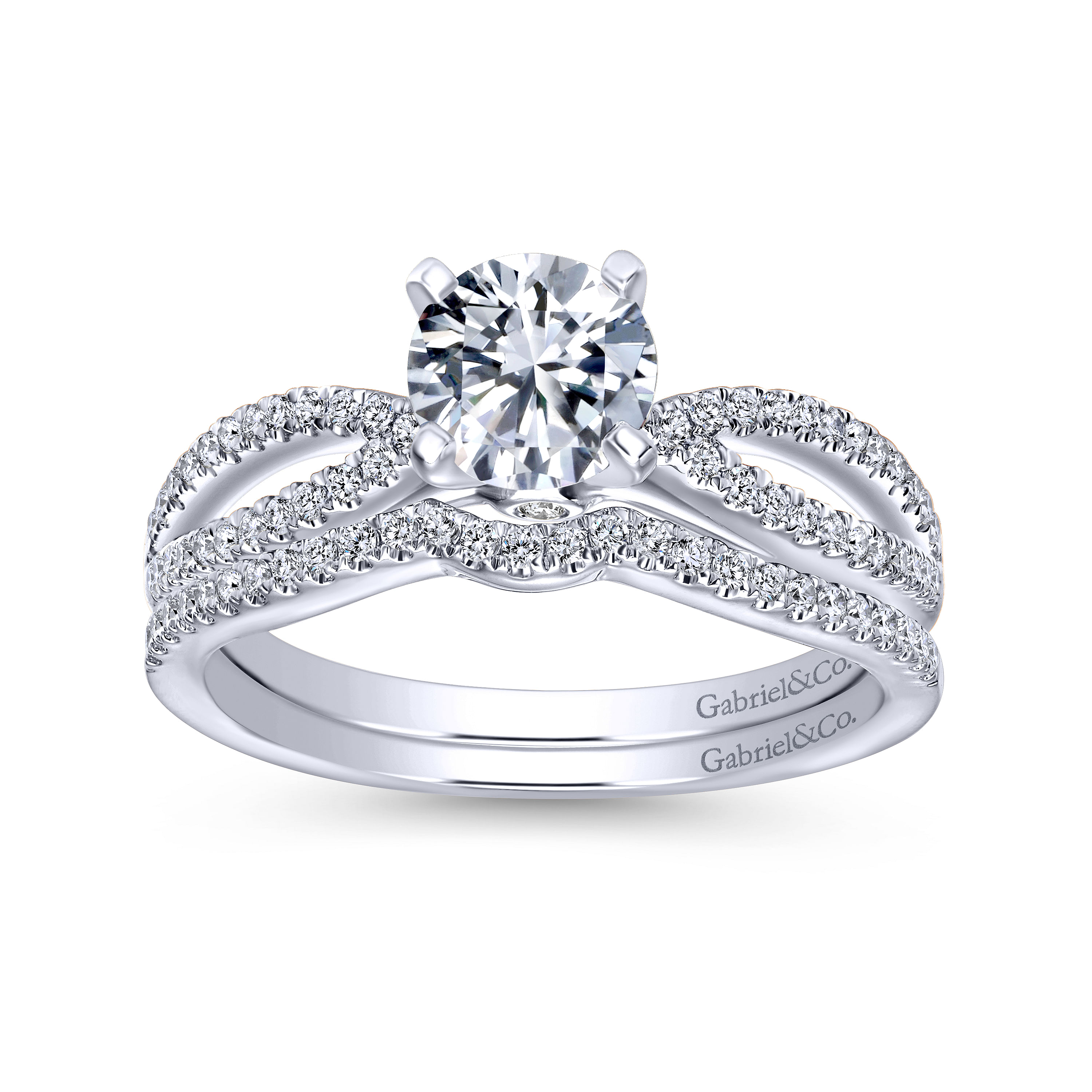14k White Gold Diamond Curved Wedding Band angle 4 14k White Gold Diamond Curved Wedding Band angle 4