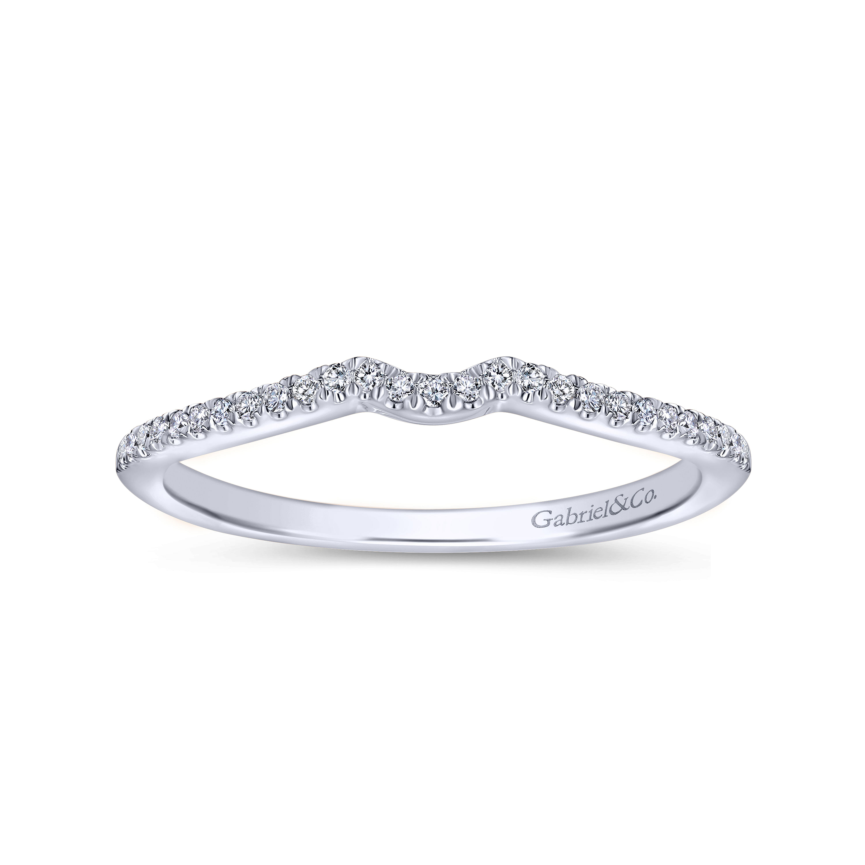 14k White Gold Diamond Curved Wedding Band angle 5 14k White Gold Diamond Curved Wedding Band angle 5