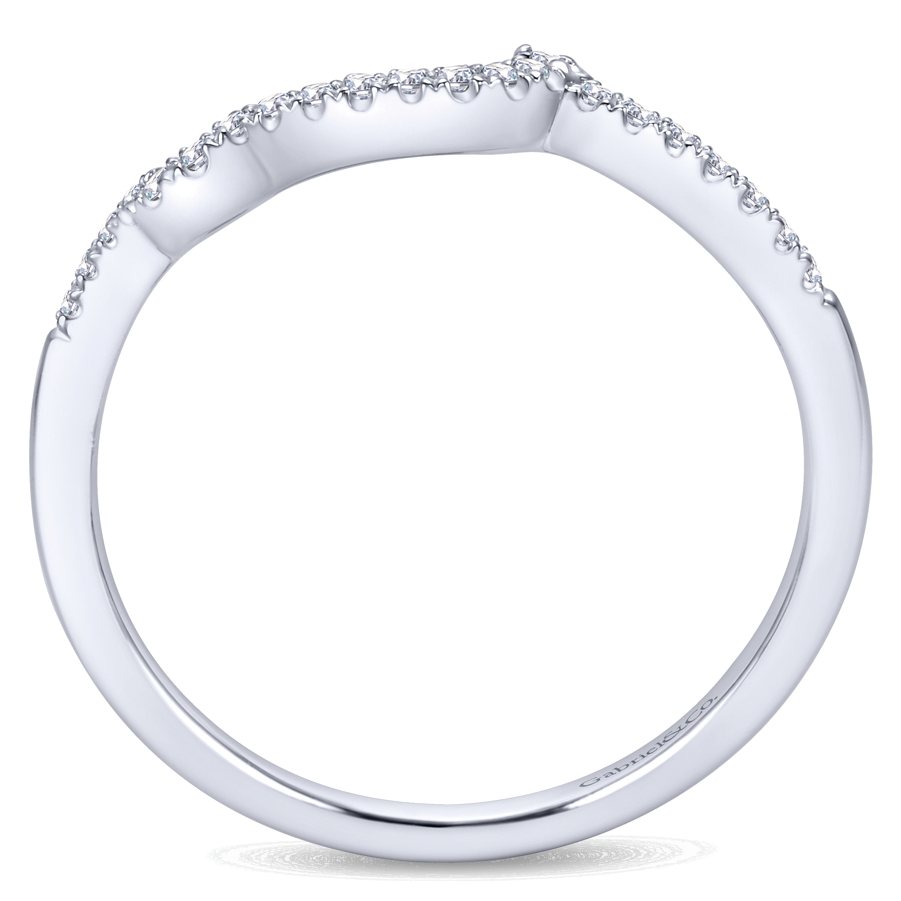 14k White Gold Diamond Curved Wedding Band angle 2 14k White Gold Diamond Curved Wedding Band angle 2