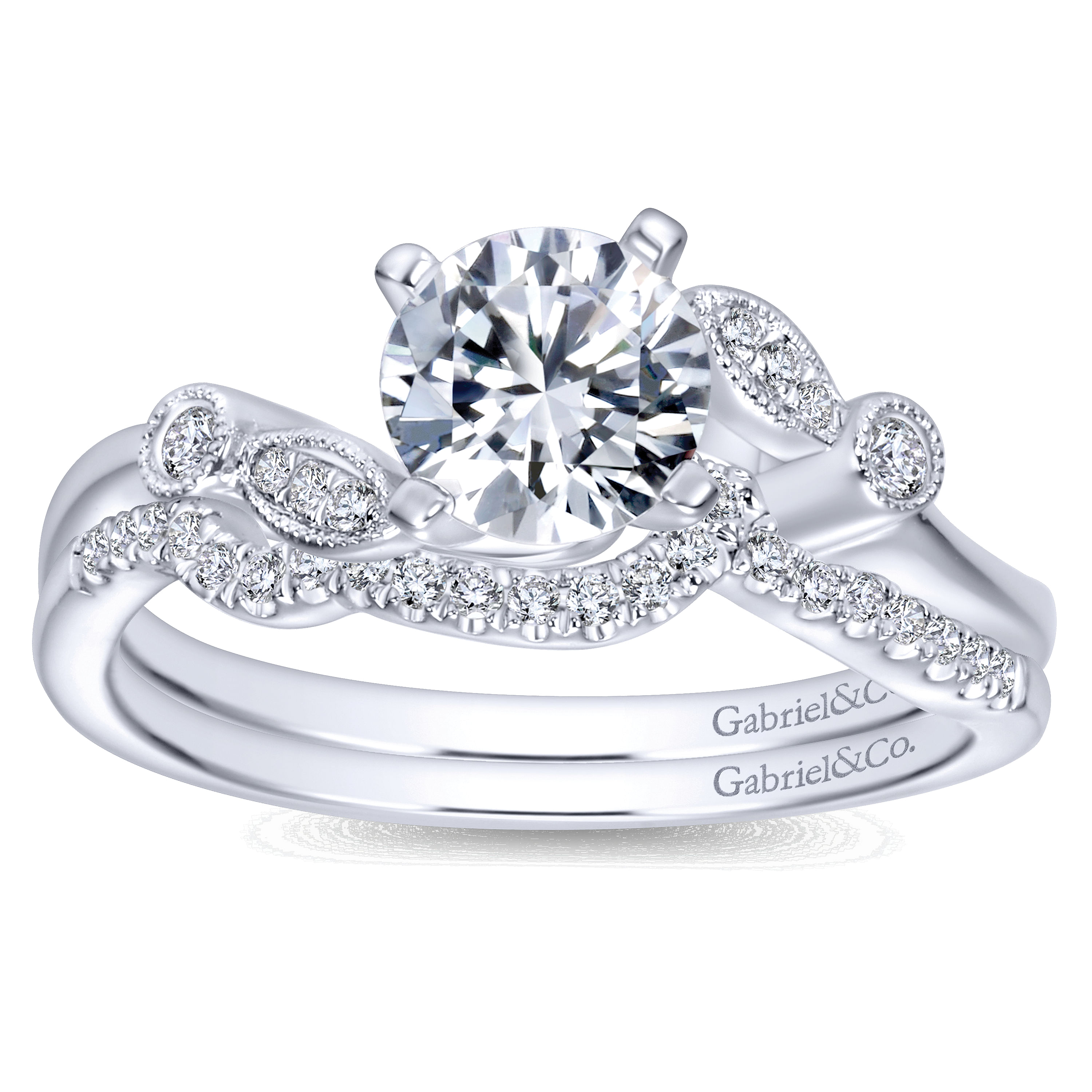 14k White Gold Diamond Curved Wedding Band angle 4 14k White Gold Diamond Curved Wedding Band angle 4