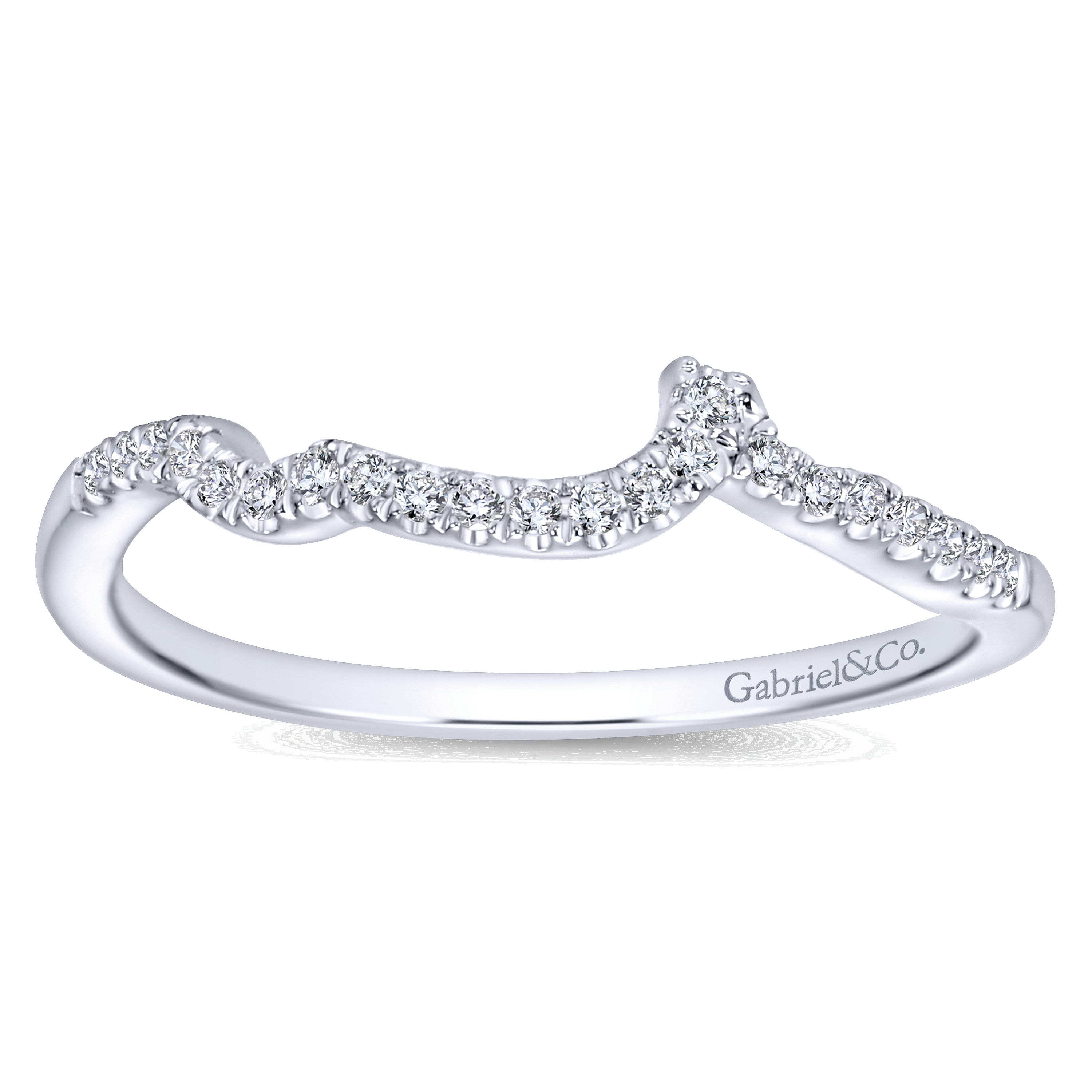 14k White Gold Diamond Curved Wedding Band angle 5 14k White Gold Diamond Curved Wedding Band angle 5