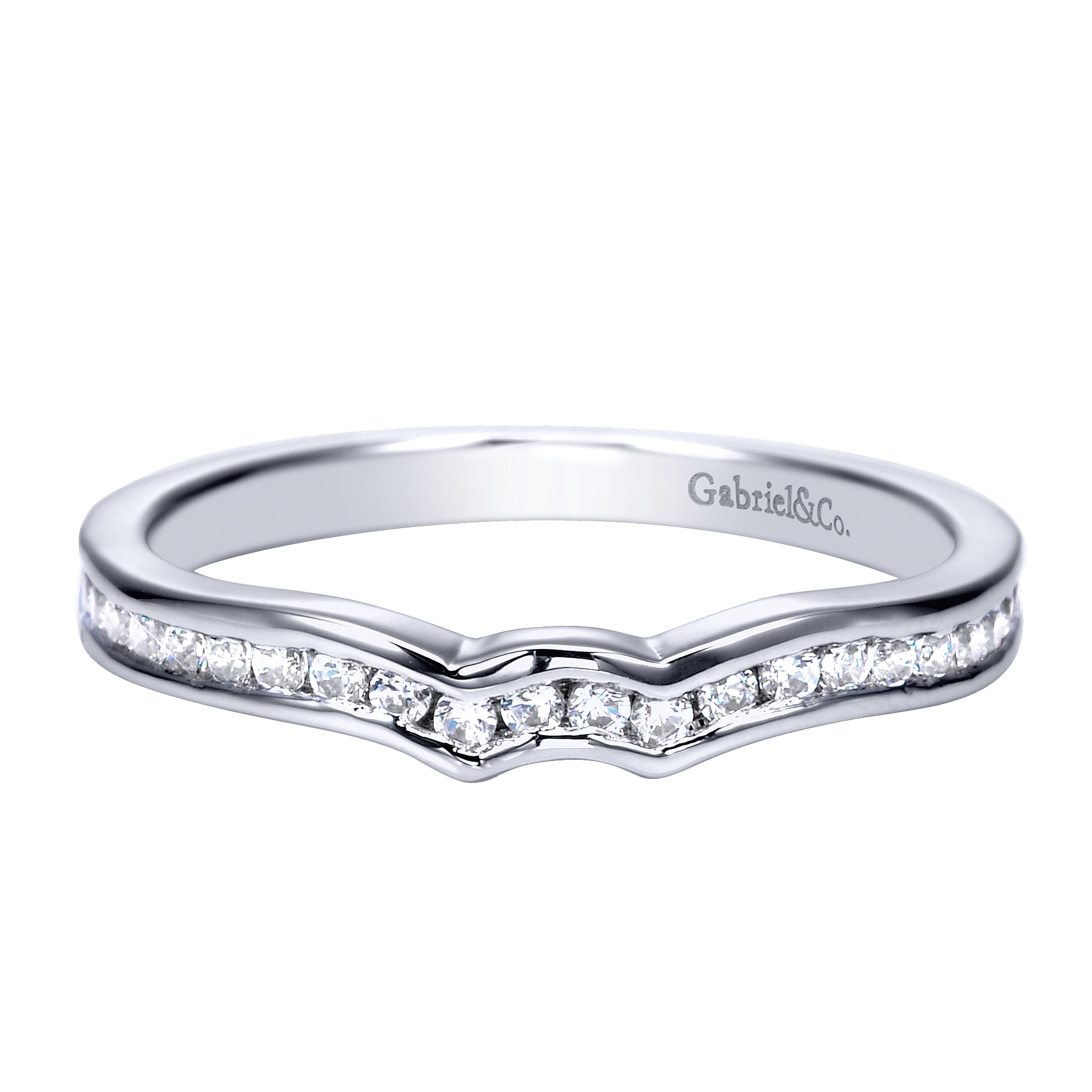 14k White Gold Diamond Curved 14k White Gold Diamond Curved