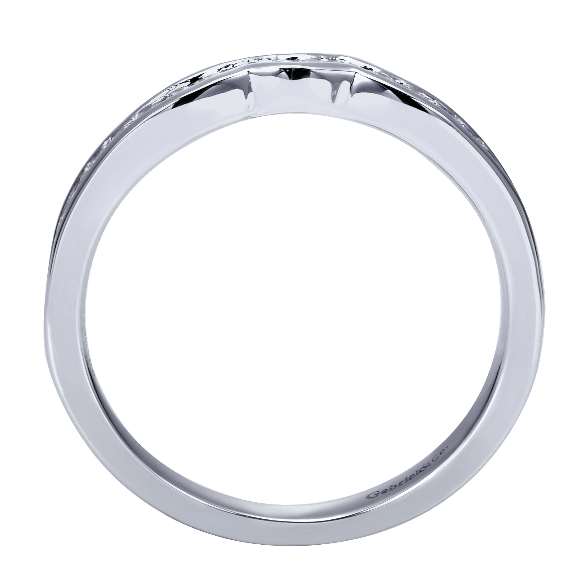 14k White Gold Diamond Curved Wedding Band angle 2 14k White Gold Diamond Curved Wedding Band angle 2