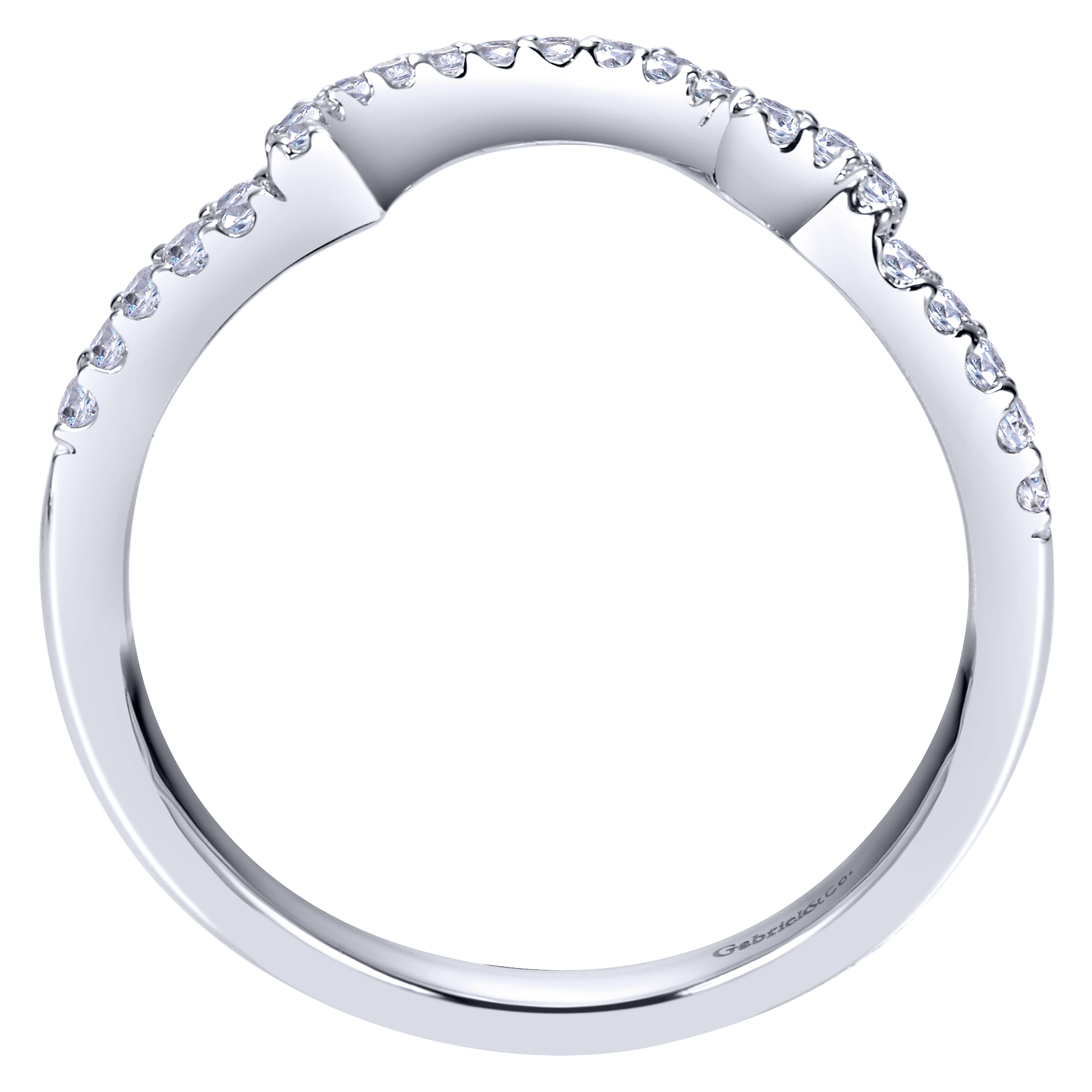 14k White Gold Diamond Curved Wedding Band angle 2 14k White Gold Diamond Curved Wedding Band angle 2