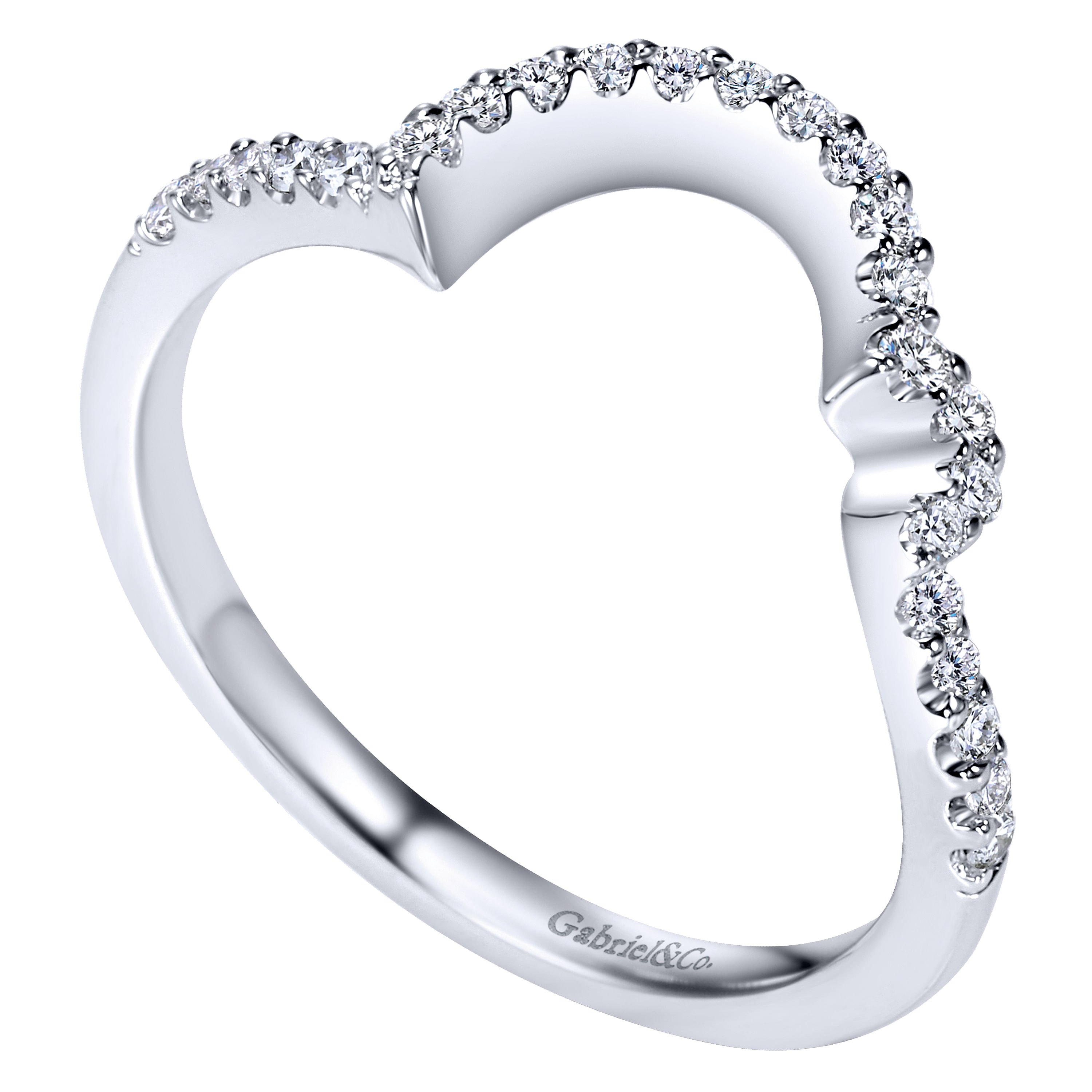 14k White Gold Diamond Curved Wedding Band angle 3 14k White Gold Diamond Curved Wedding Band angle 3