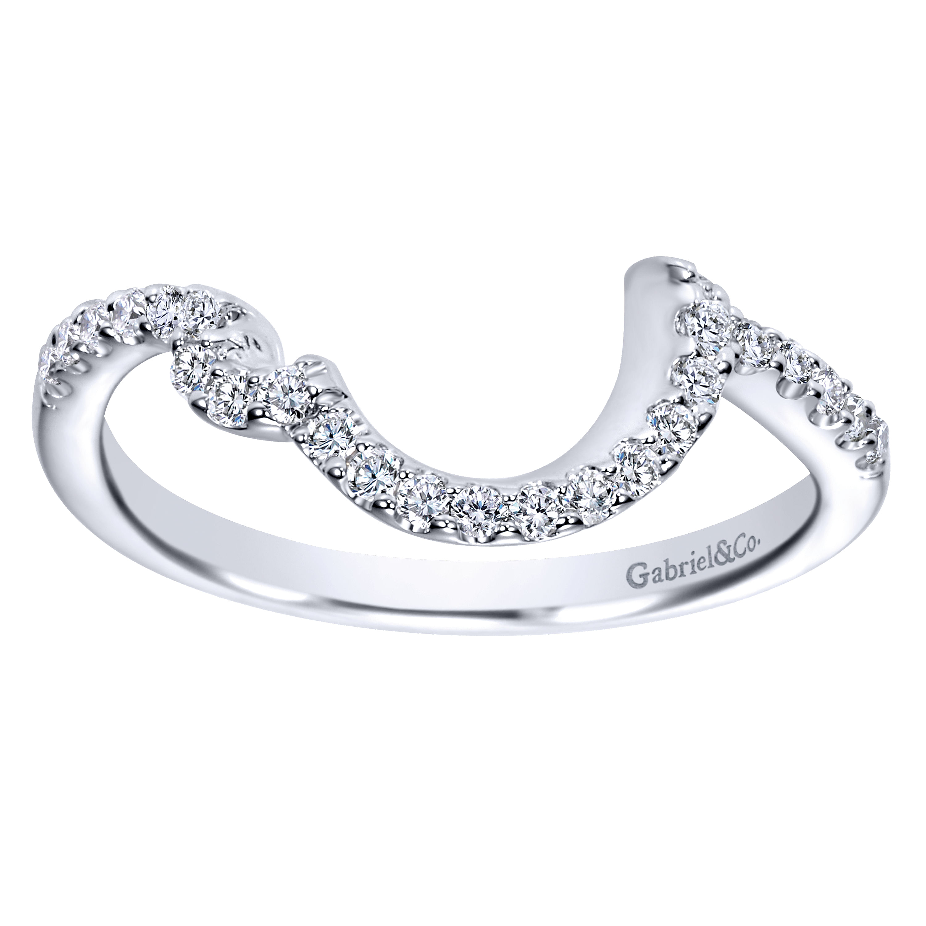 14k White Gold Diamond Curved Wedding Band angle 5 14k White Gold Diamond Curved Wedding Band angle 5