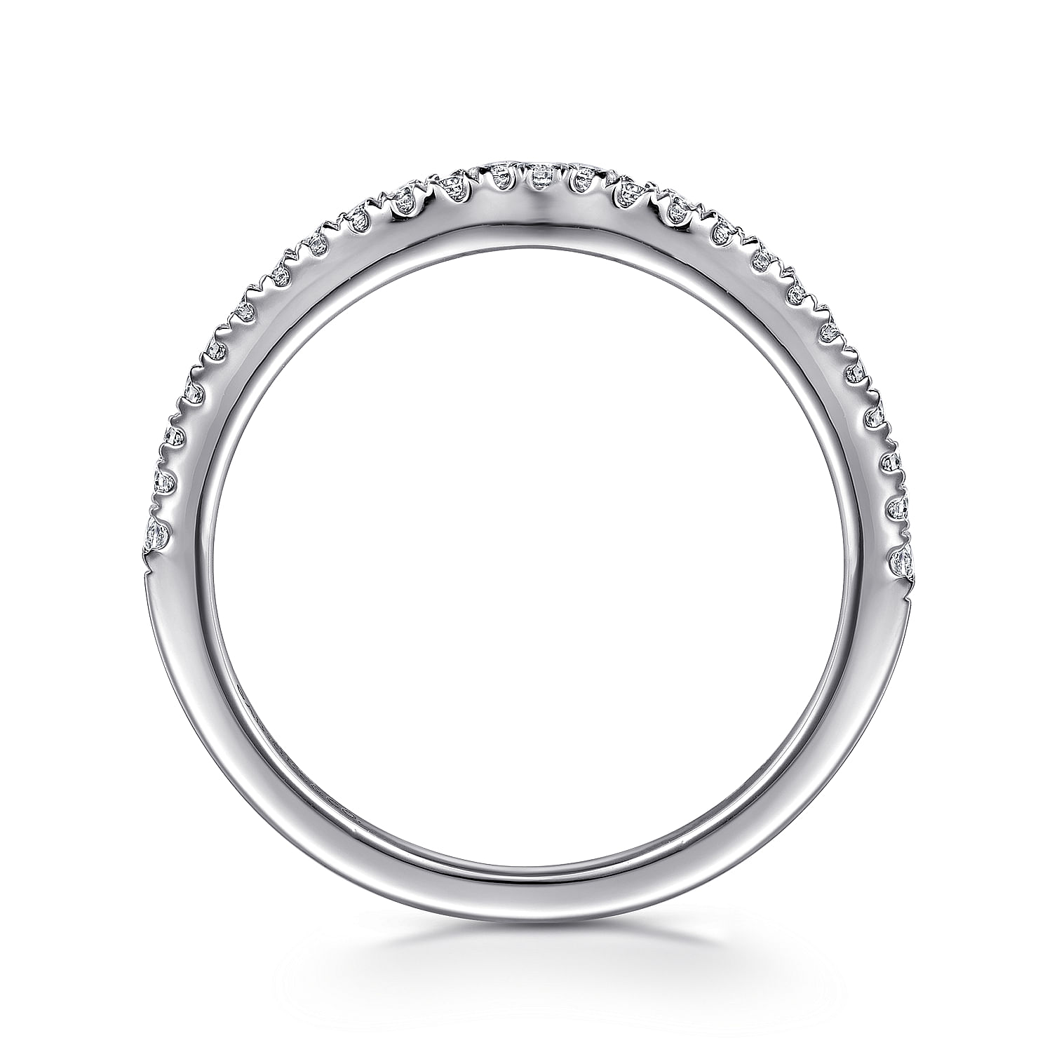 14k White Gold Diamond Curved Wedding Band angle 2 14k White Gold Diamond Curved Wedding Band angle 2