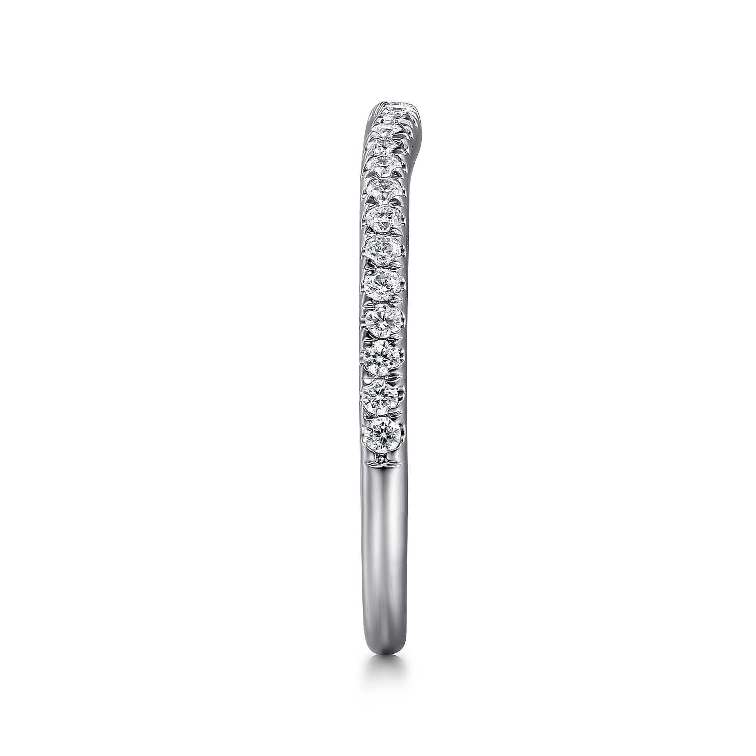 14k White Gold Diamond Curved Wedding Band angle 5 14k White Gold Diamond Curved Wedding Band angle 5