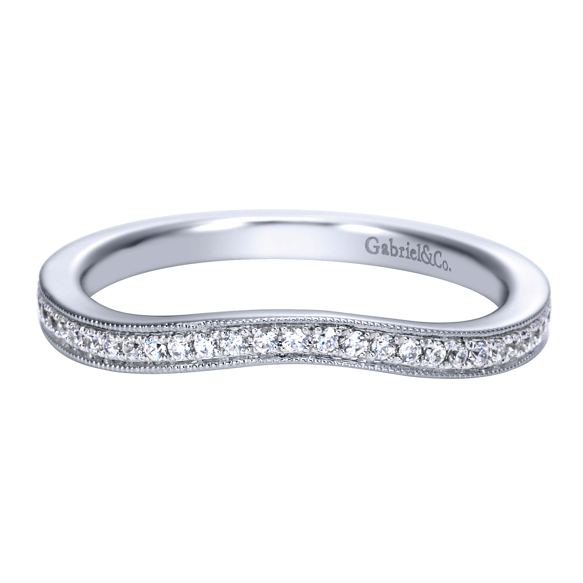 14k White Gold Diamond Curved 14k White Gold Diamond Curved