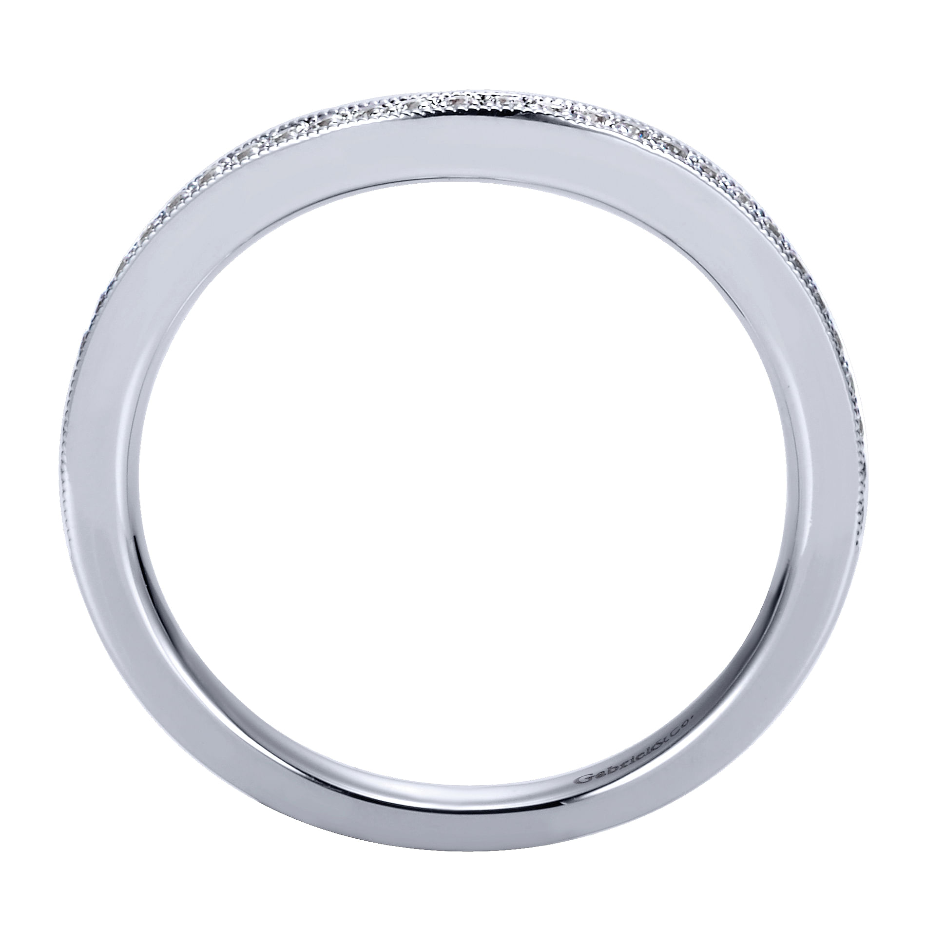 14k White Gold Diamond Curved Wedding Band angle 2 14k White Gold Diamond Curved Wedding Band angle 2