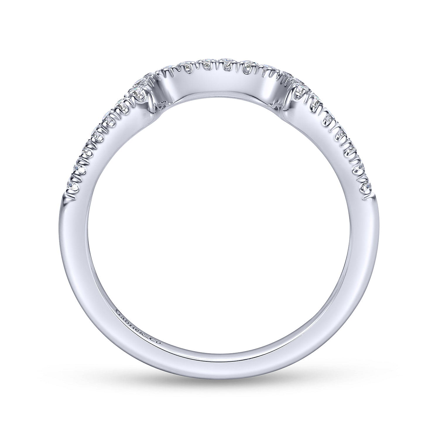 14k White Gold Diamond Curved Wedding Band angle 2 14k White Gold Diamond Curved Wedding Band angle 2