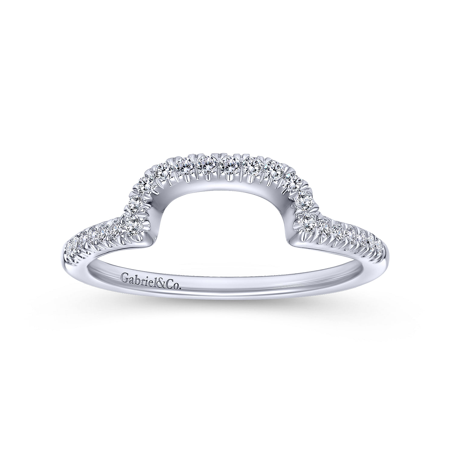 14k White Gold Diamond Curved Wedding Band angle 5 14k White Gold Diamond Curved Wedding Band angle 5