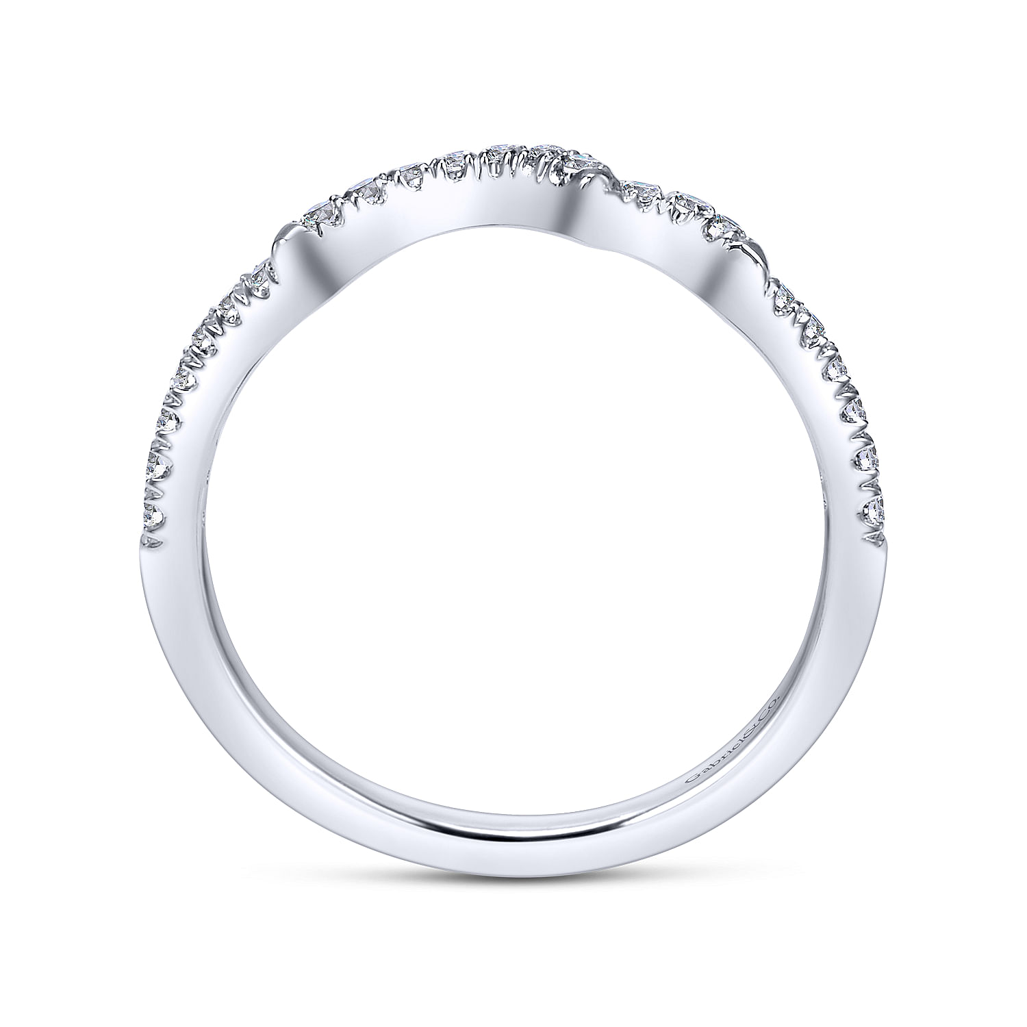 14k White Gold Diamond Curved Wedding Band angle 2 14k White Gold Diamond Curved Wedding Band angle 2