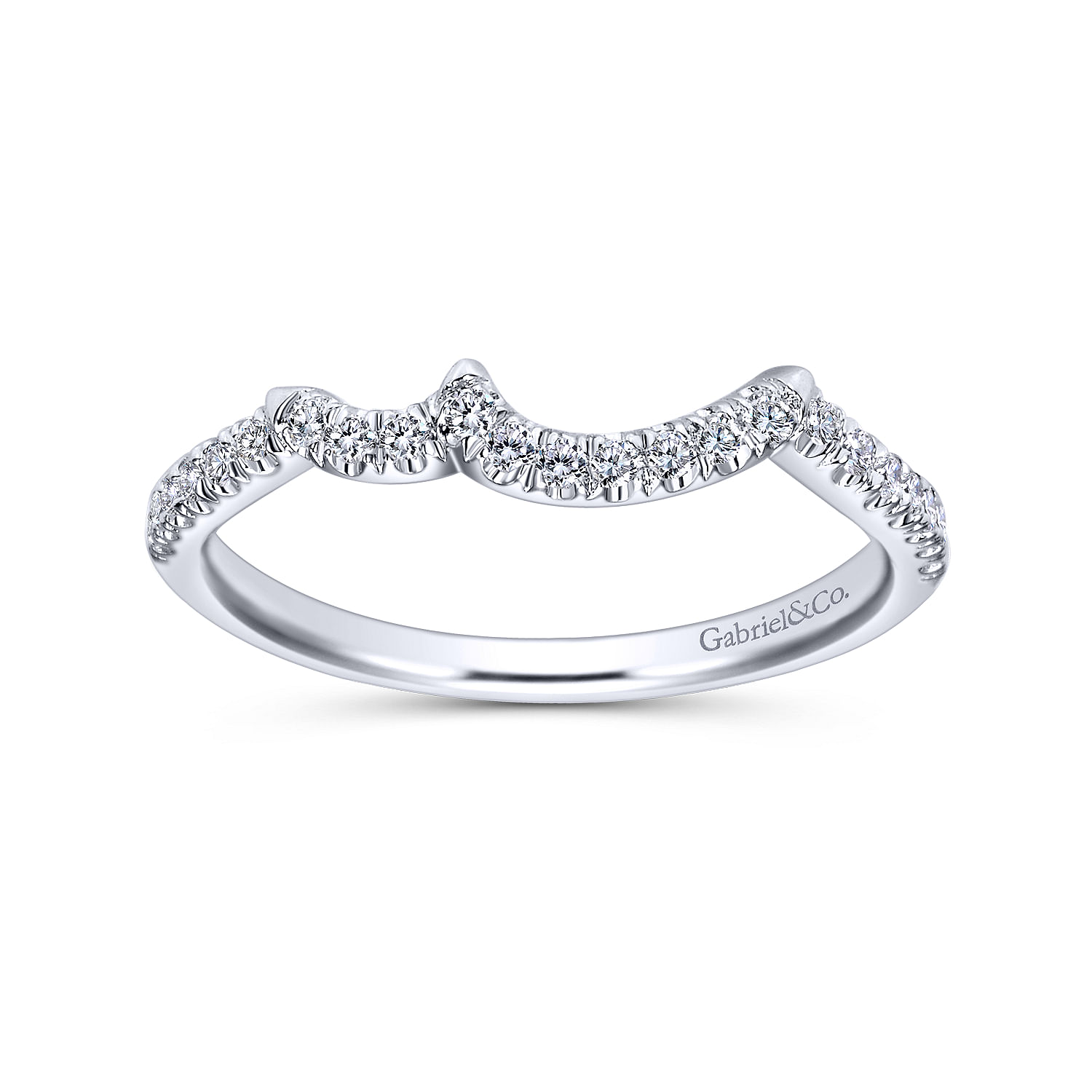 14k White Gold Diamond Curved Wedding Band angle 5 14k White Gold Diamond Curved Wedding Band angle 5