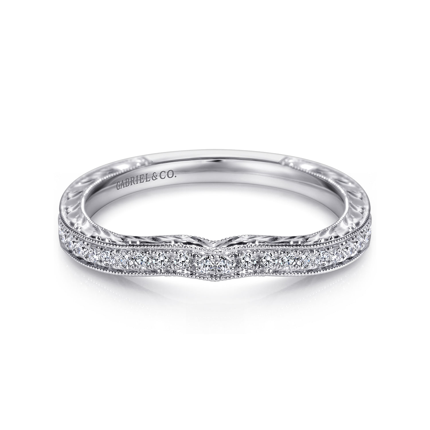 14k White Gold Diamond Curved 14k White Gold Diamond Curved