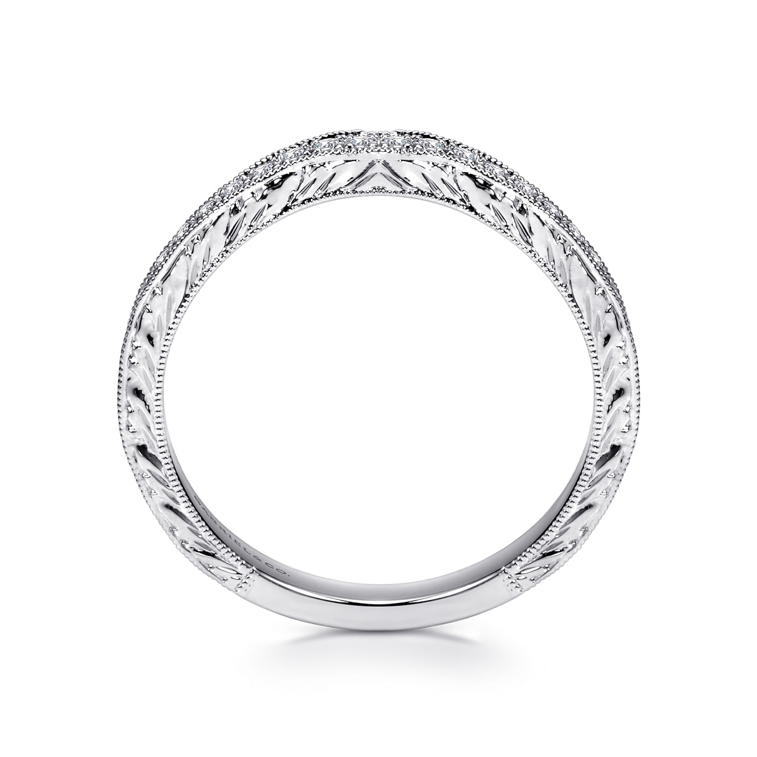 14k White Gold Diamond Curved Wedding Band angle 2 14k White Gold Diamond Curved Wedding Band angle 2
