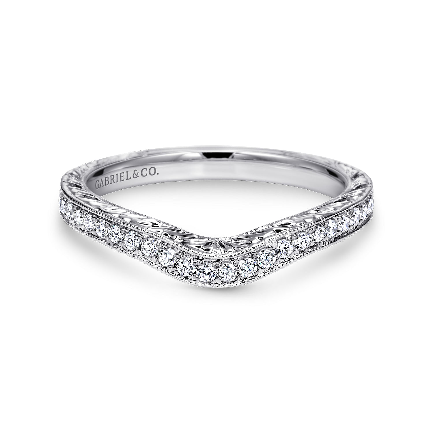 14k White Gold Diamond Curved 14k White Gold Diamond Curved