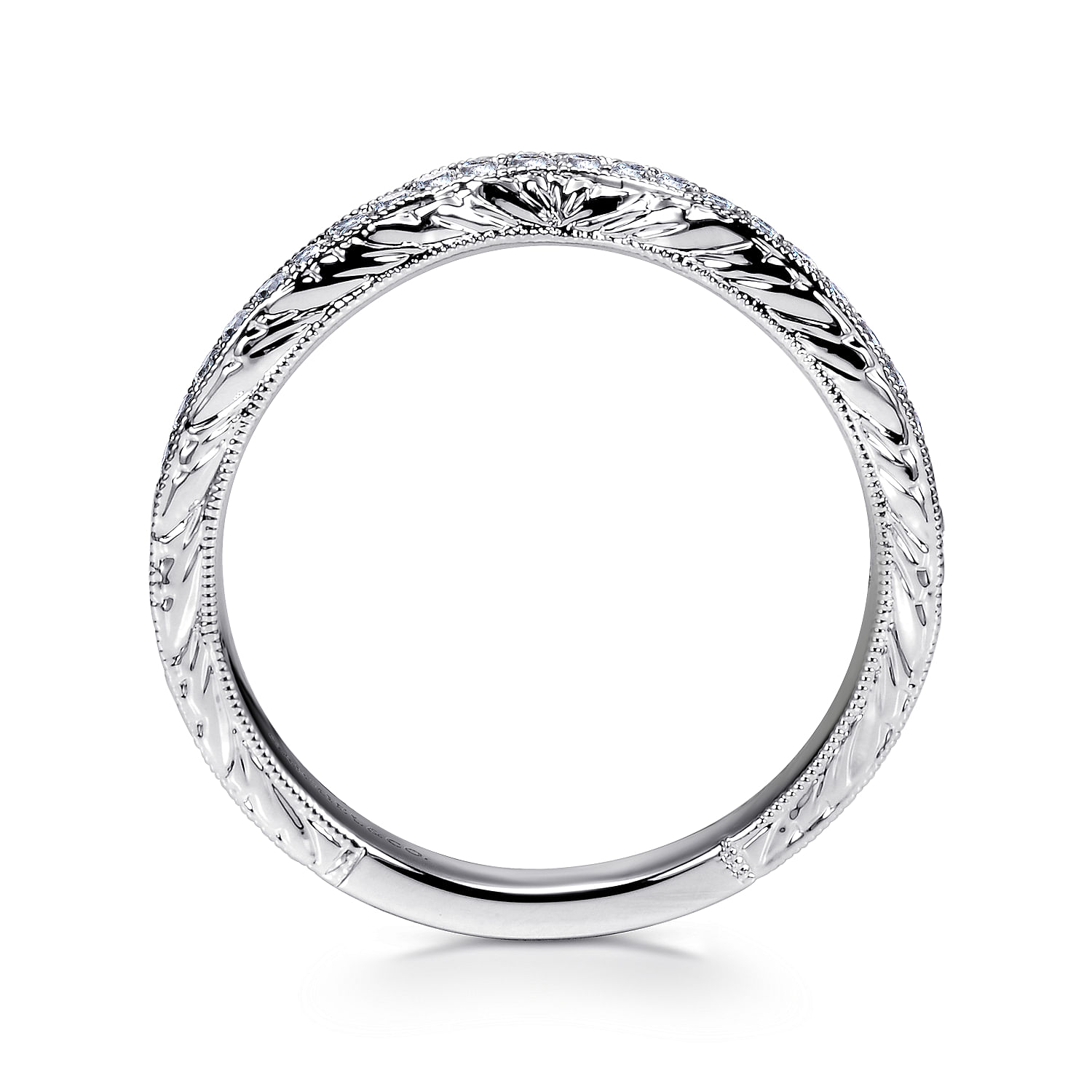 14k White Gold Diamond Curved Wedding Band angle 2 14k White Gold Diamond Curved Wedding Band angle 2