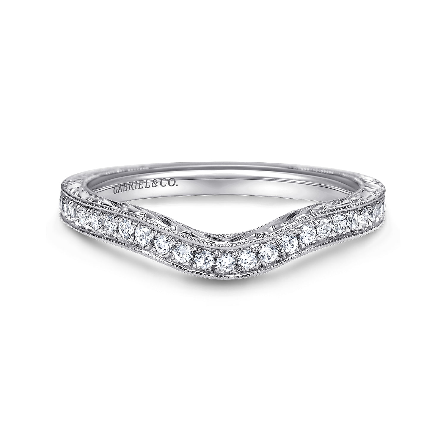 14k White Gold Diamond Curved 14k White Gold Diamond Curved