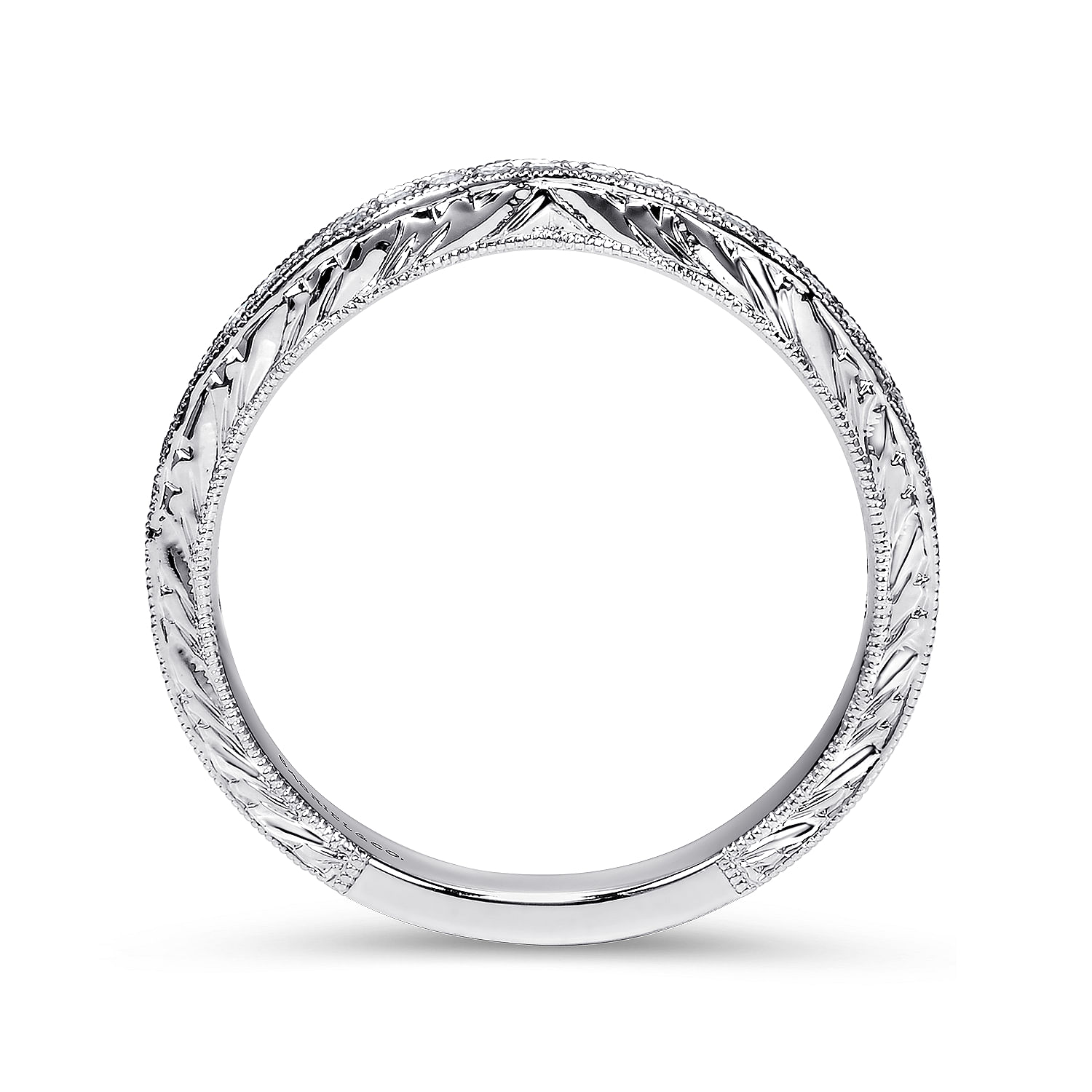 14k White Gold Diamond Curved Wedding Band angle 2 14k White Gold Diamond Curved Wedding Band angle 2