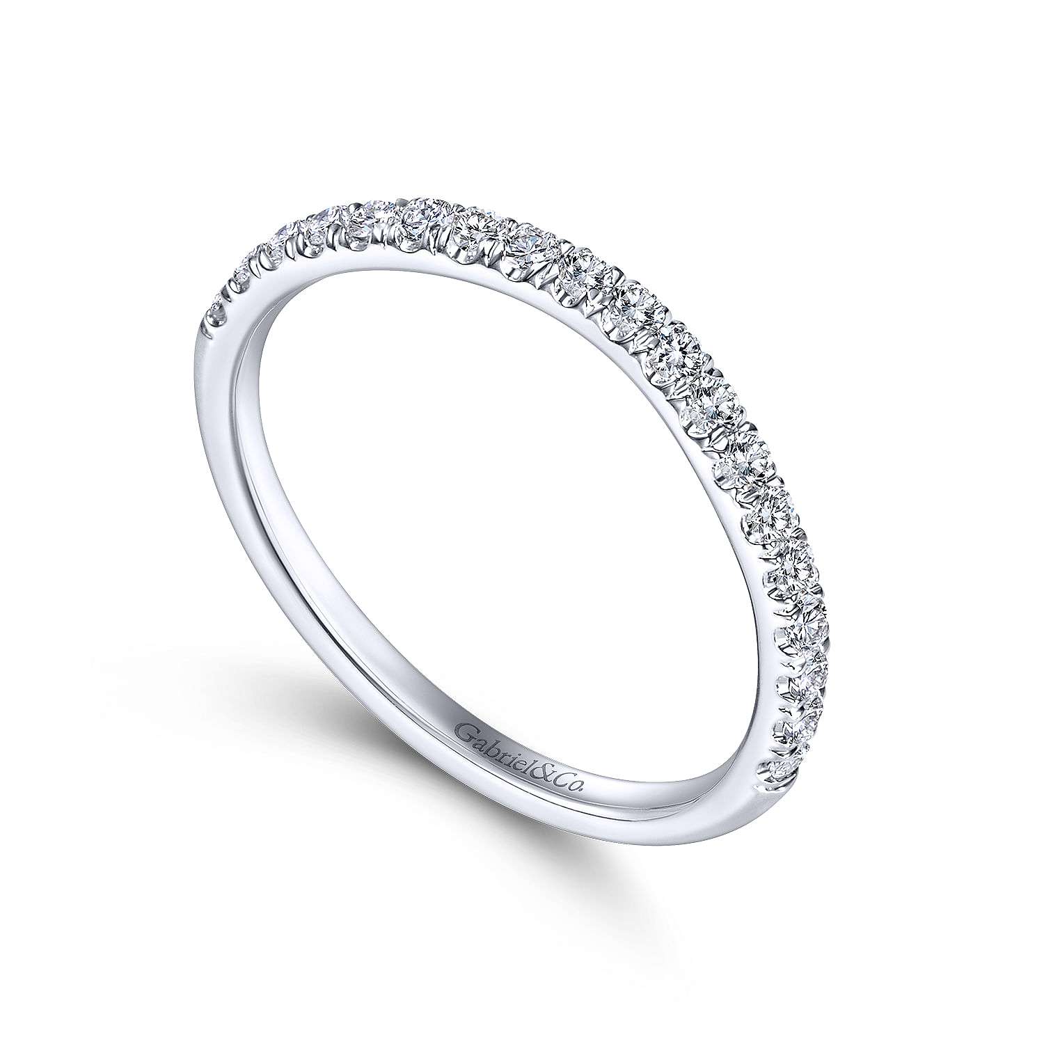 14k White Gold Diamond Curved Wedding Band angle 3 14k White Gold Diamond Curved Wedding Band angle 3