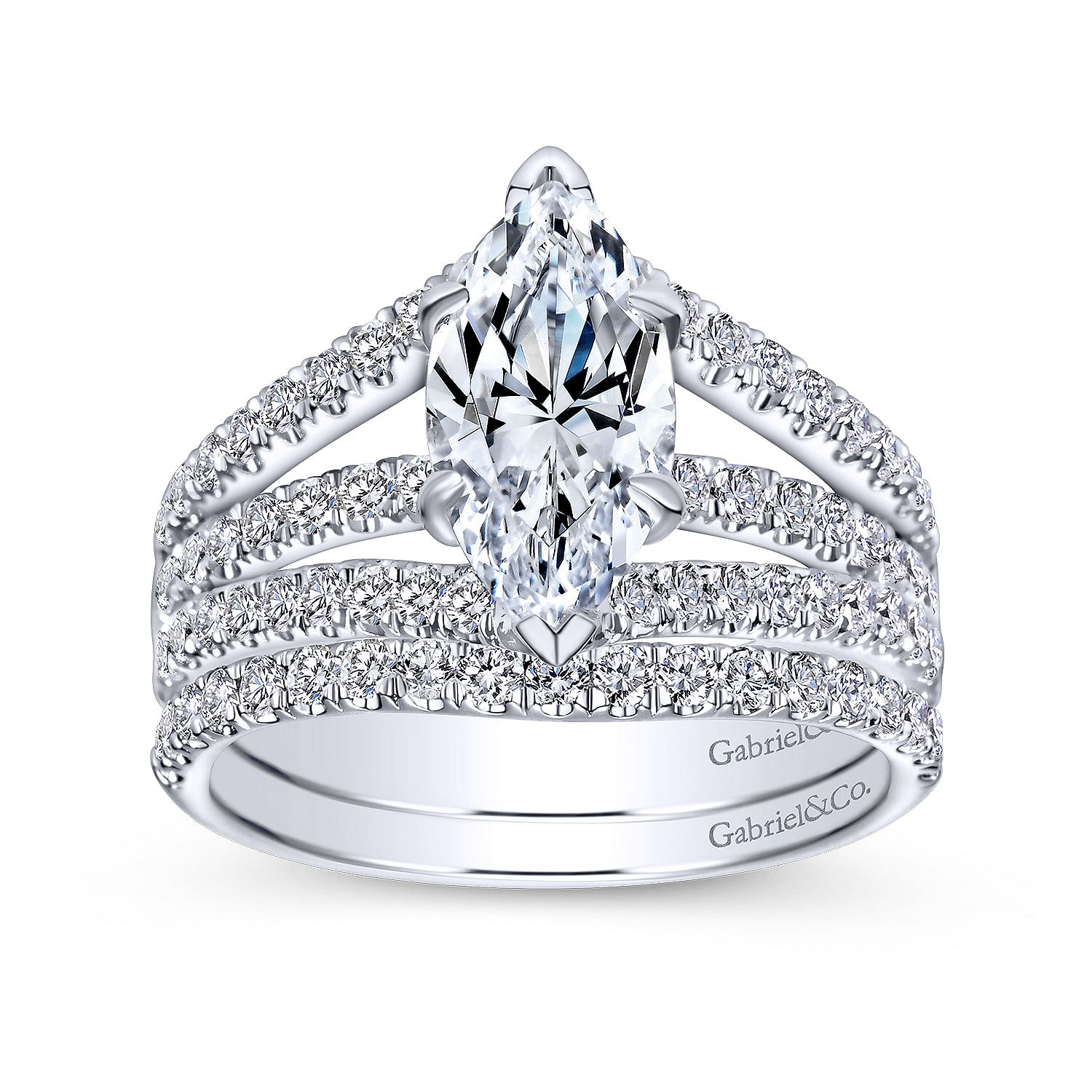 14k White Gold Diamond Curved Wedding Band angle 4 14k White Gold Diamond Curved Wedding Band angle 4