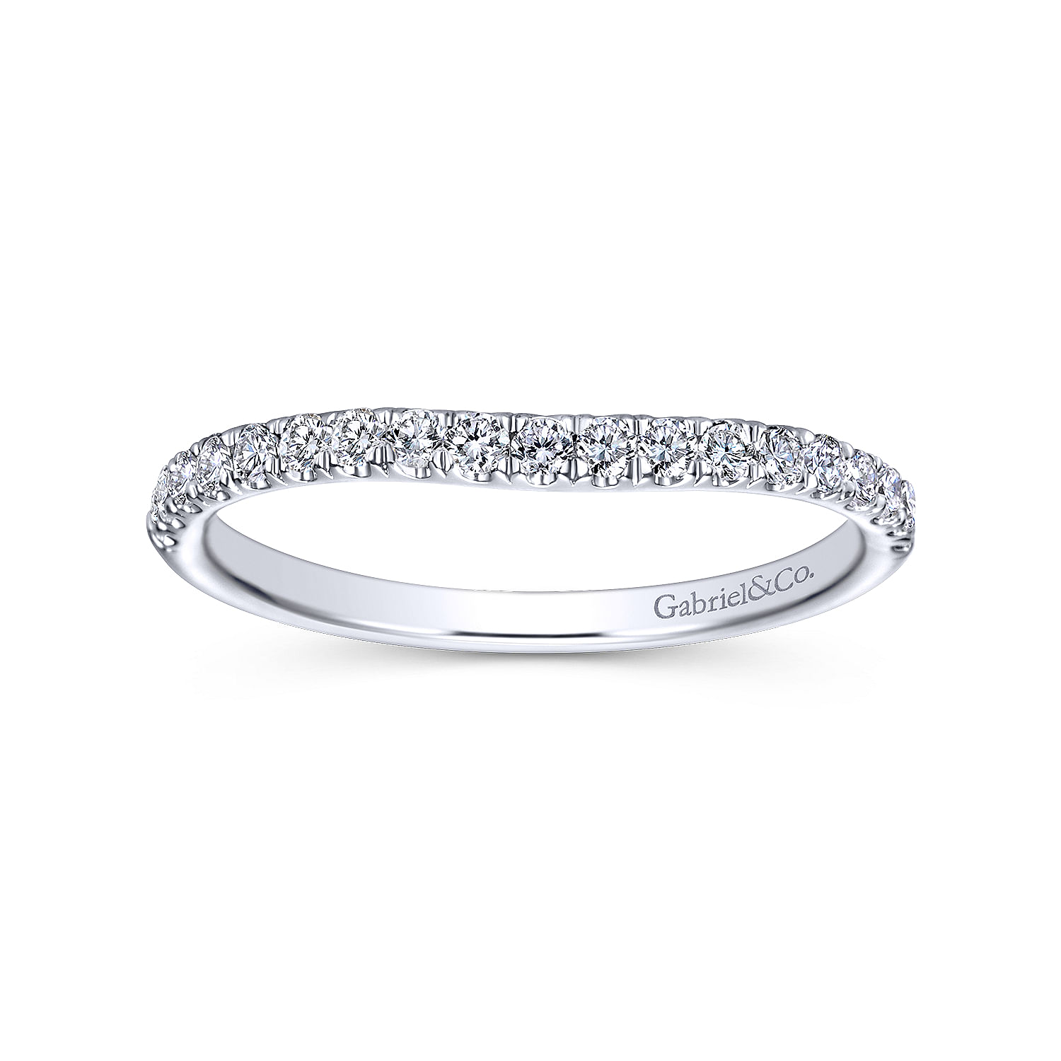 14k White Gold Diamond Curved Wedding Band angle 5 14k White Gold Diamond Curved Wedding Band angle 5