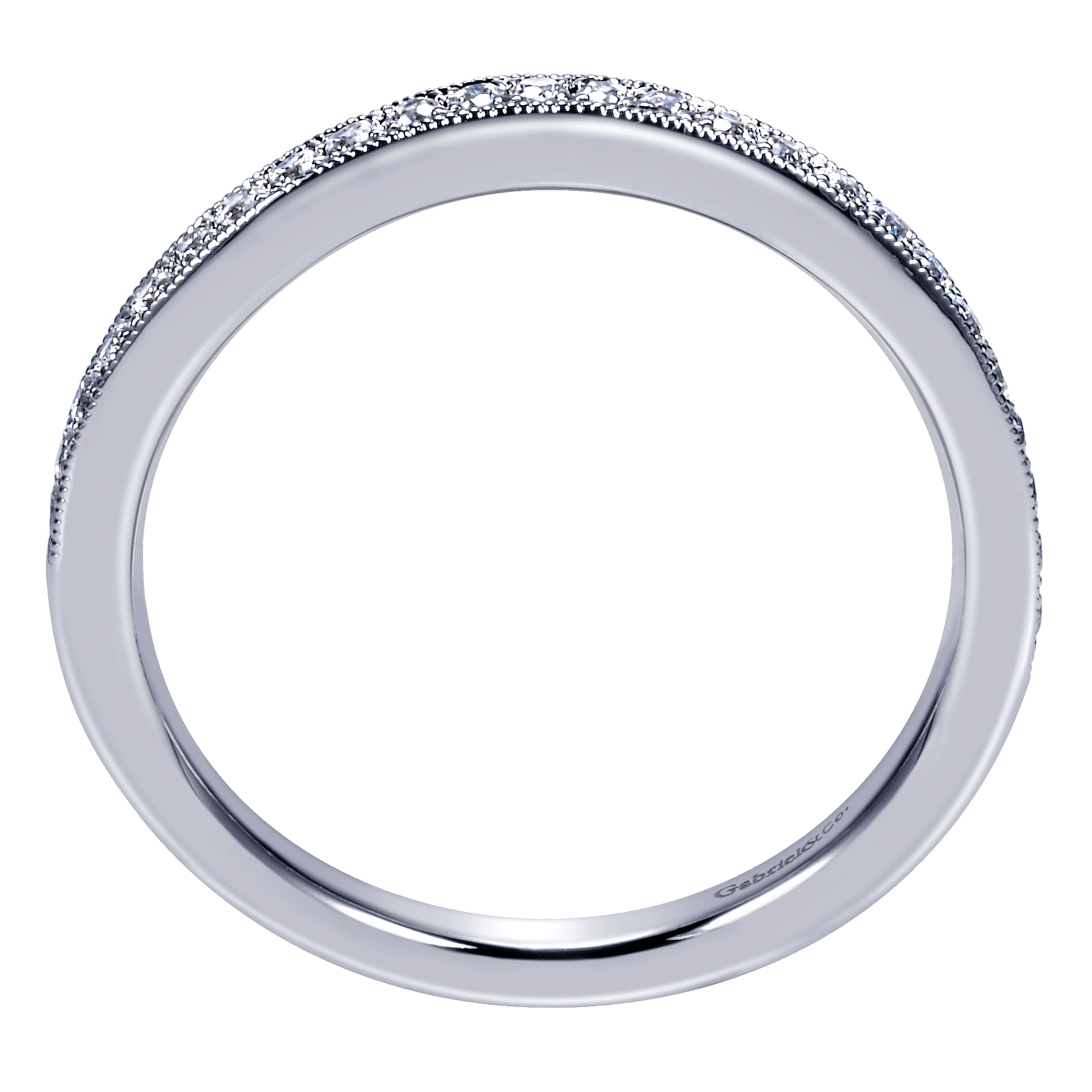 14k White Gold Diamond Curved Wedding Band angle 2 14k White Gold Diamond Curved Wedding Band angle 2