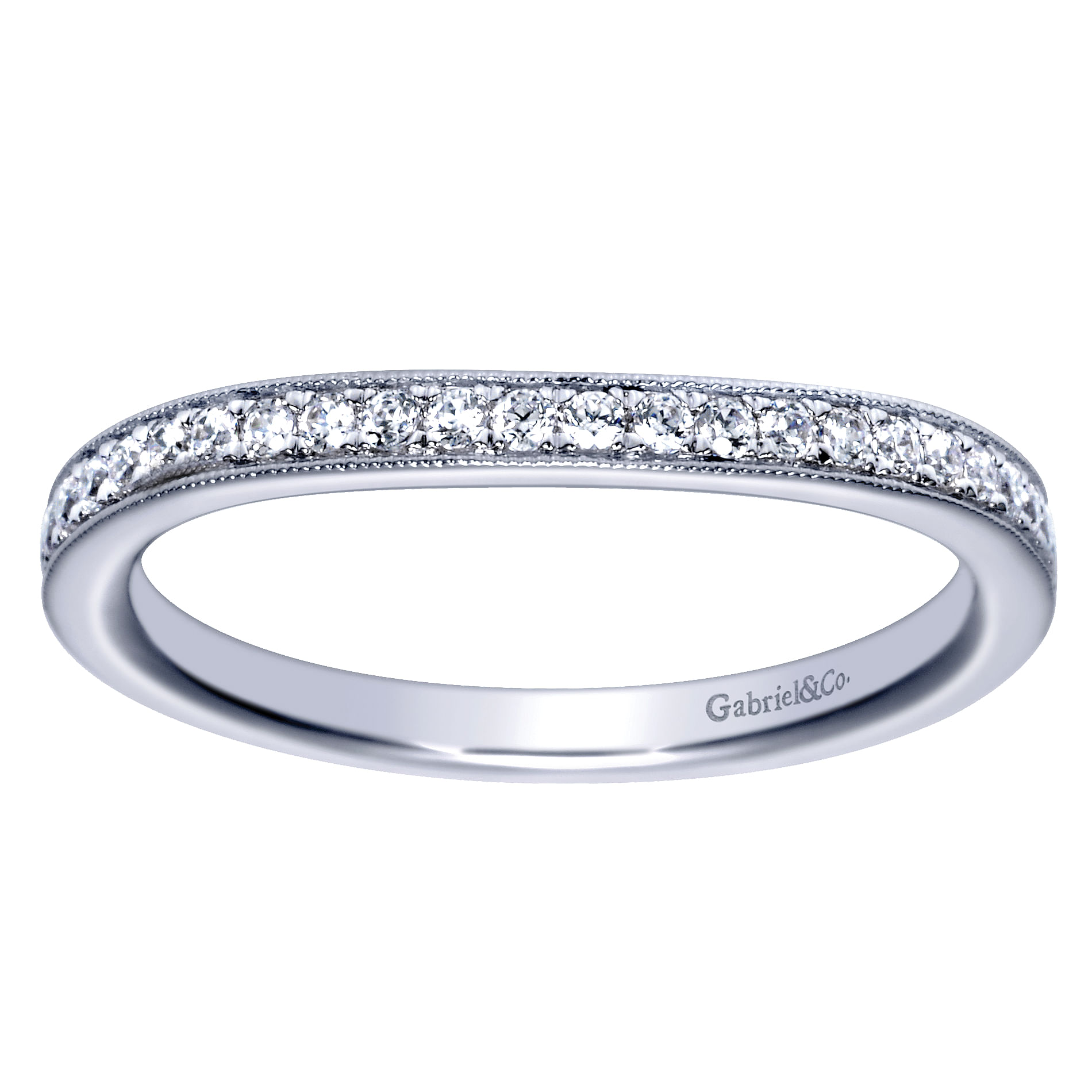 14k White Gold Diamond Curved Wedding Band angle 5 14k White Gold Diamond Curved Wedding Band angle 5