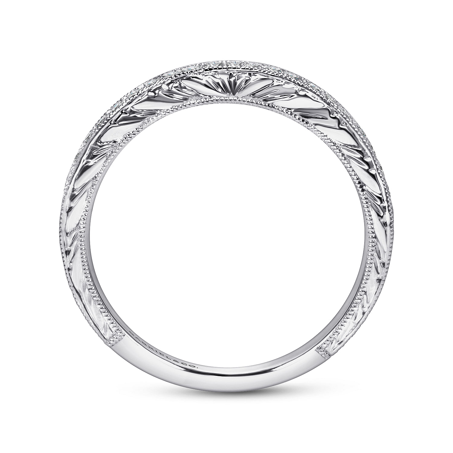 14k White Gold Diamond Curved Wedding Band angle 2 14k White Gold Diamond Curved Wedding Band angle 2