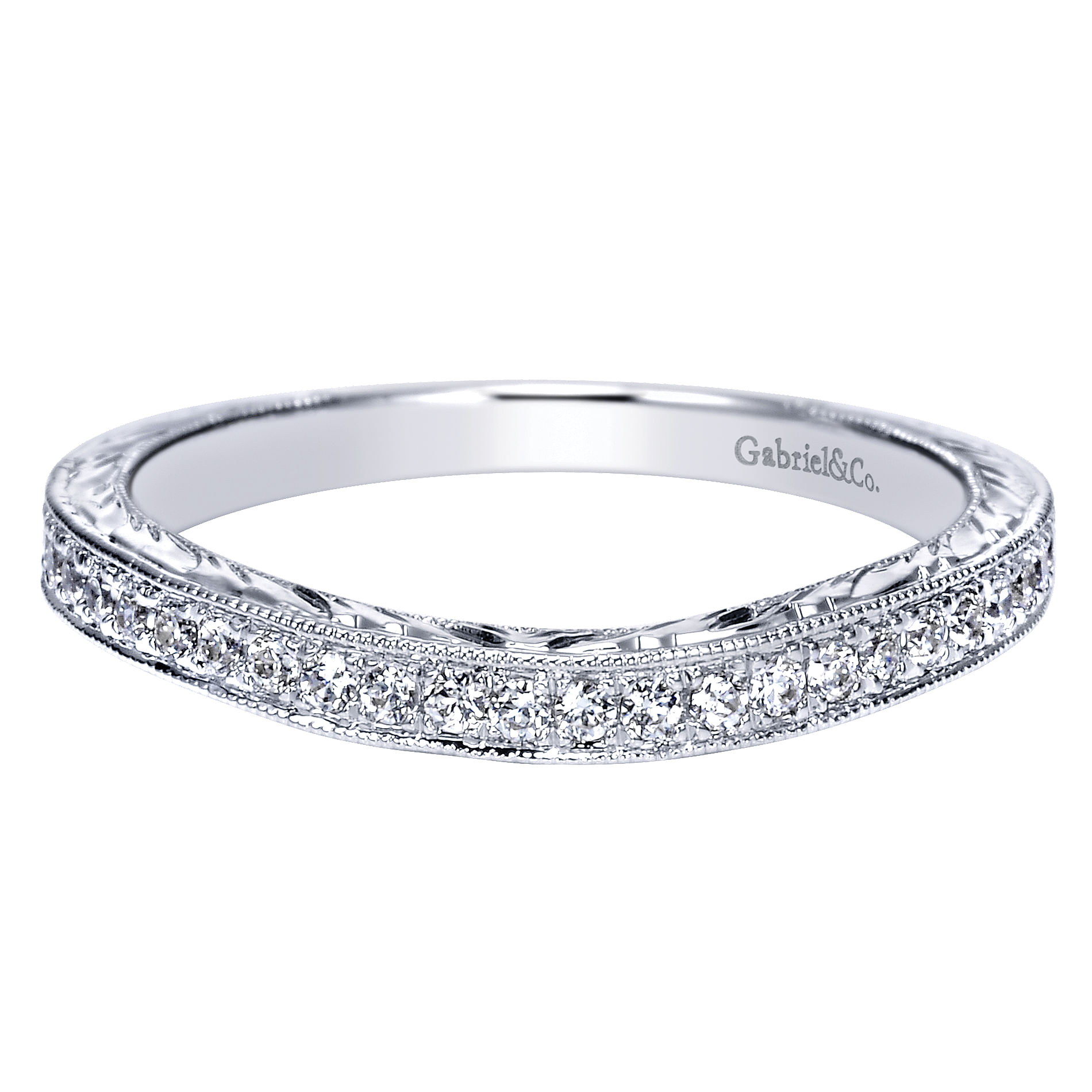 14k White Gold Diamond Curved 14k White Gold Diamond Curved