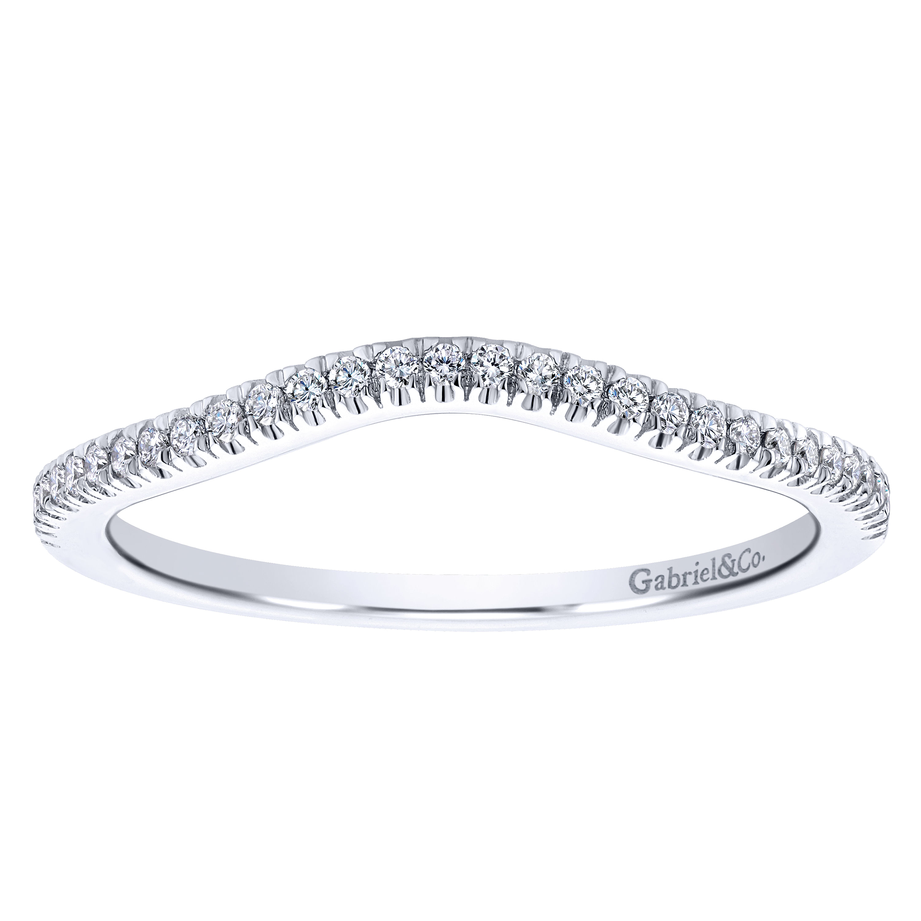 14k White Gold Diamond Curved Wedding Band angle 5 14k White Gold Diamond Curved Wedding Band angle 5