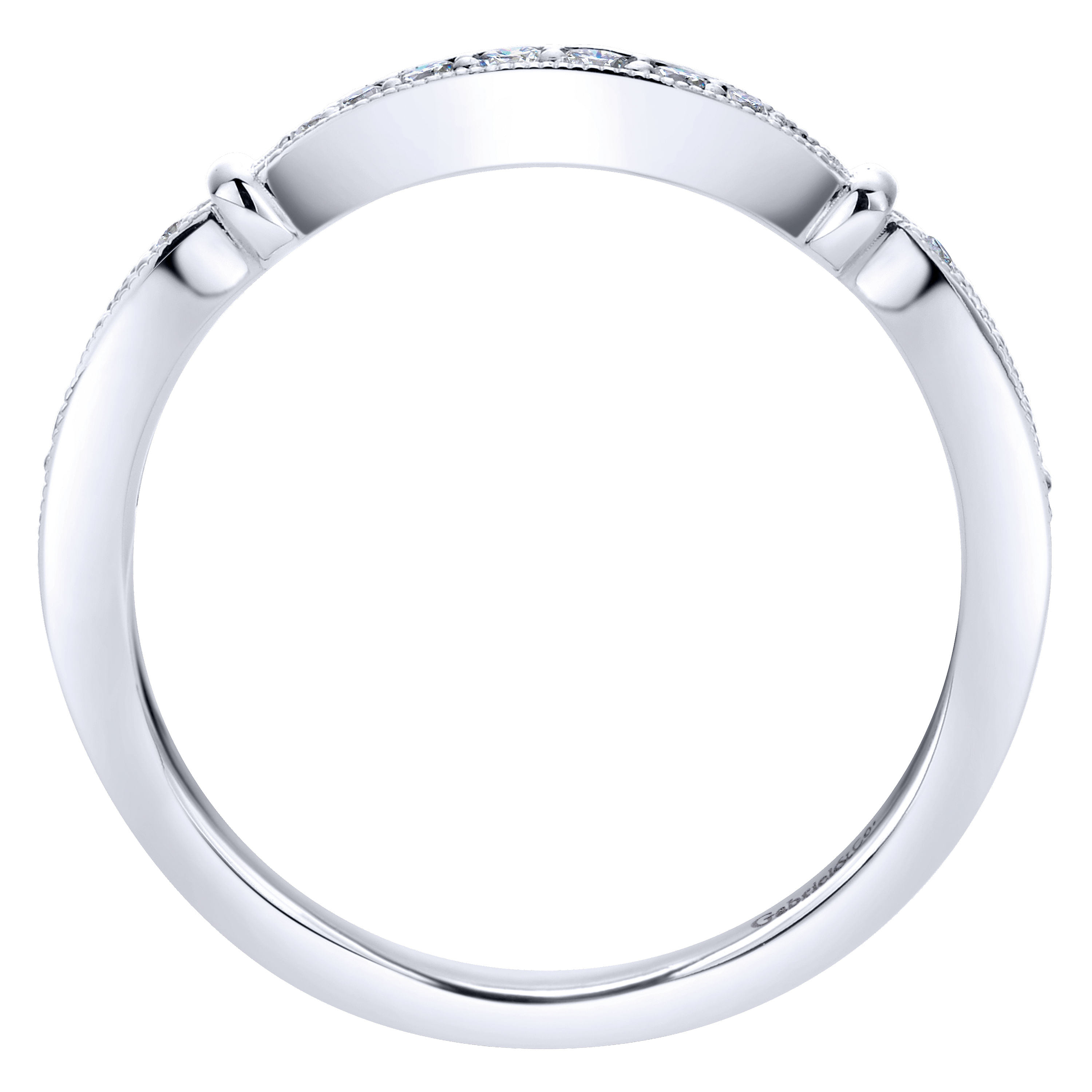 14k White Gold Diamond Curved Wedding Band angle 2 14k White Gold Diamond Curved Wedding Band angle 2