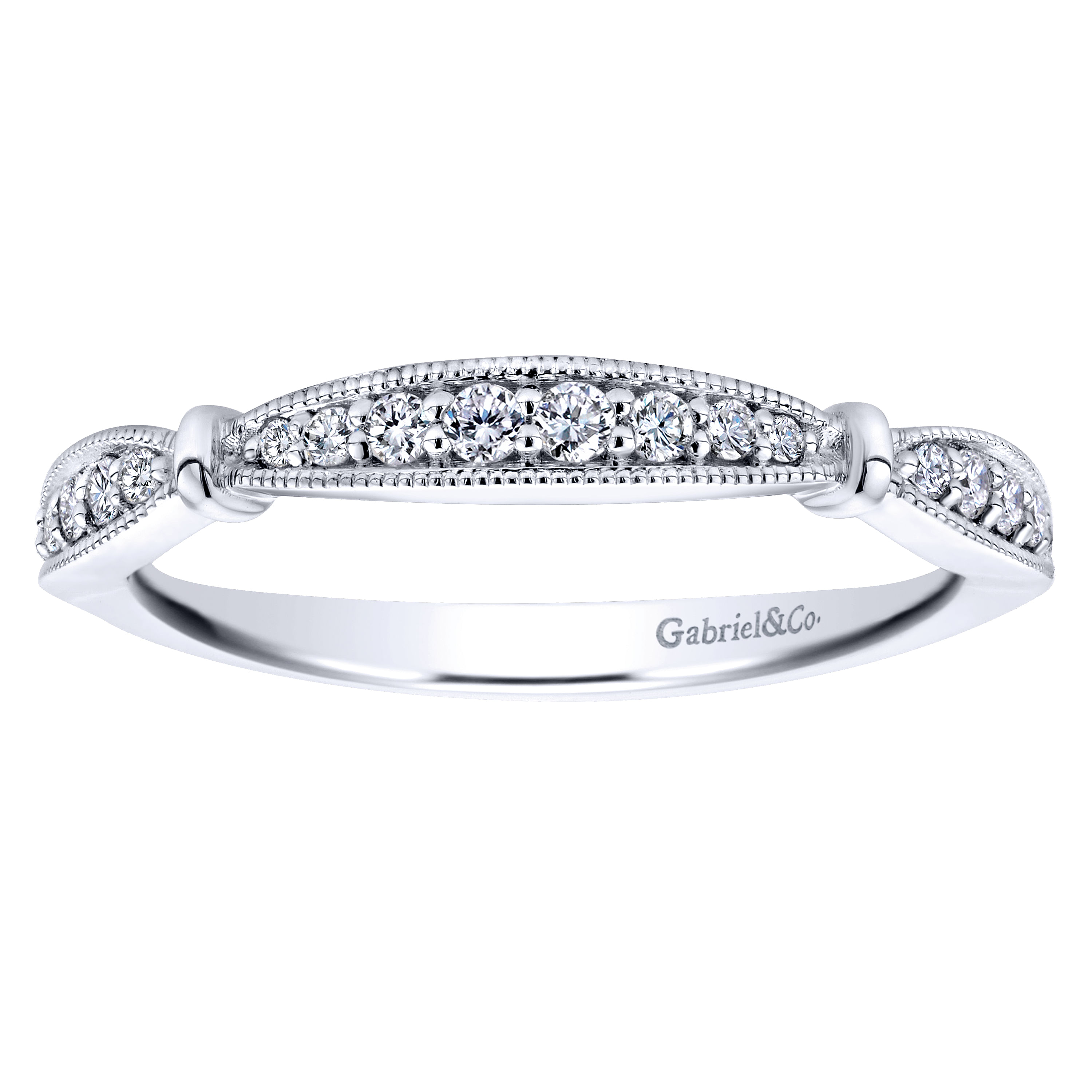 14k White Gold Diamond Curved Wedding Band angle 5 14k White Gold Diamond Curved Wedding Band angle 5