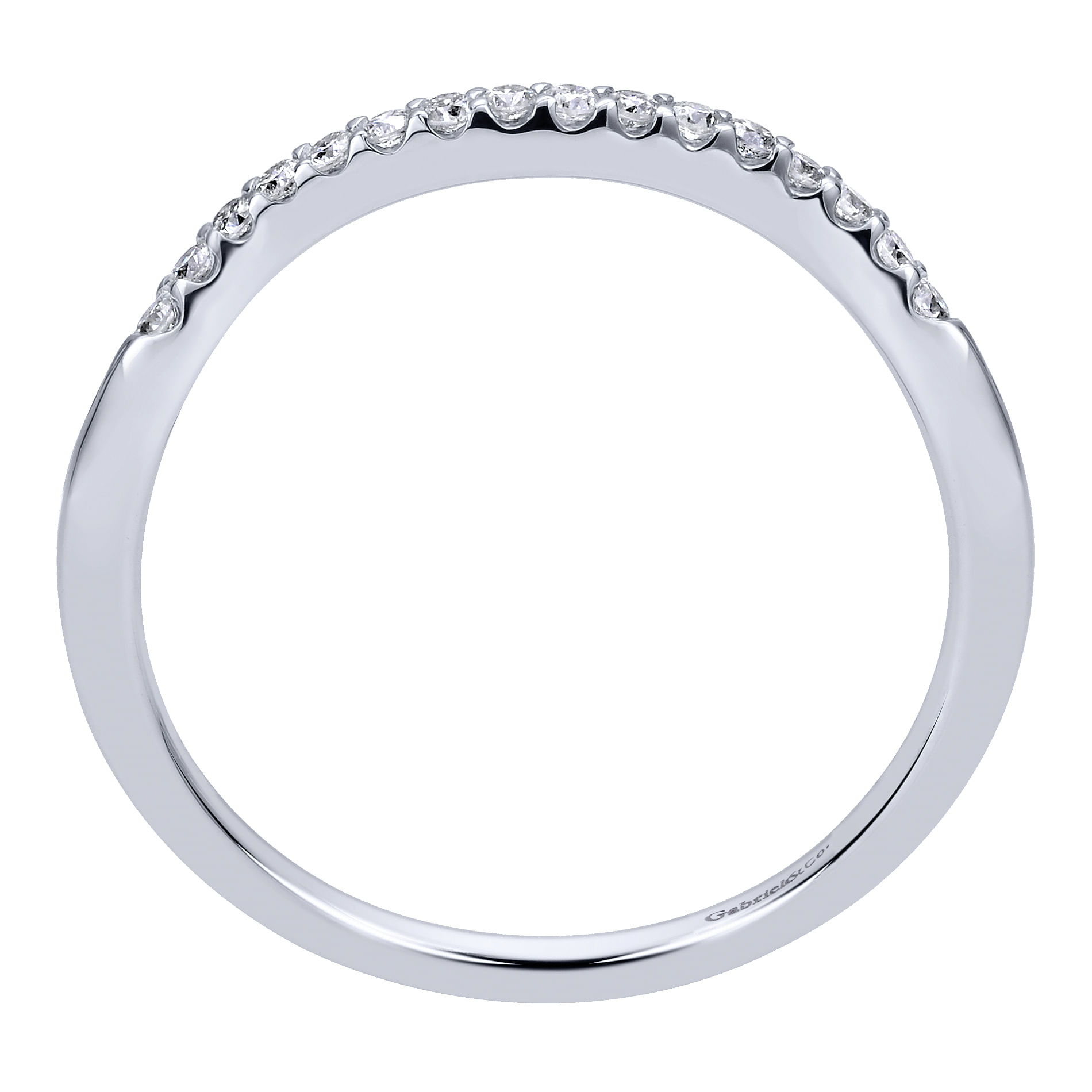 14k White Gold Diamond Curved Wedding Band angle 2 14k White Gold Diamond Curved Wedding Band angle 2