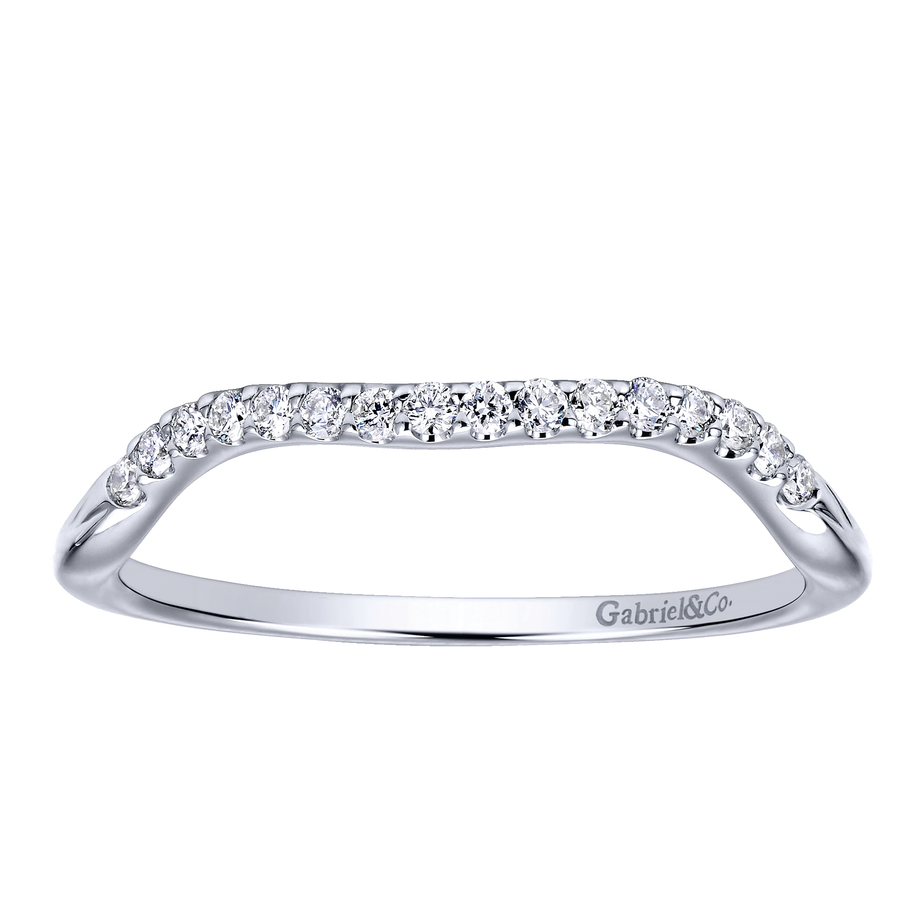 14k White Gold Diamond Curved Wedding Band angle 5 14k White Gold Diamond Curved Wedding Band angle 5