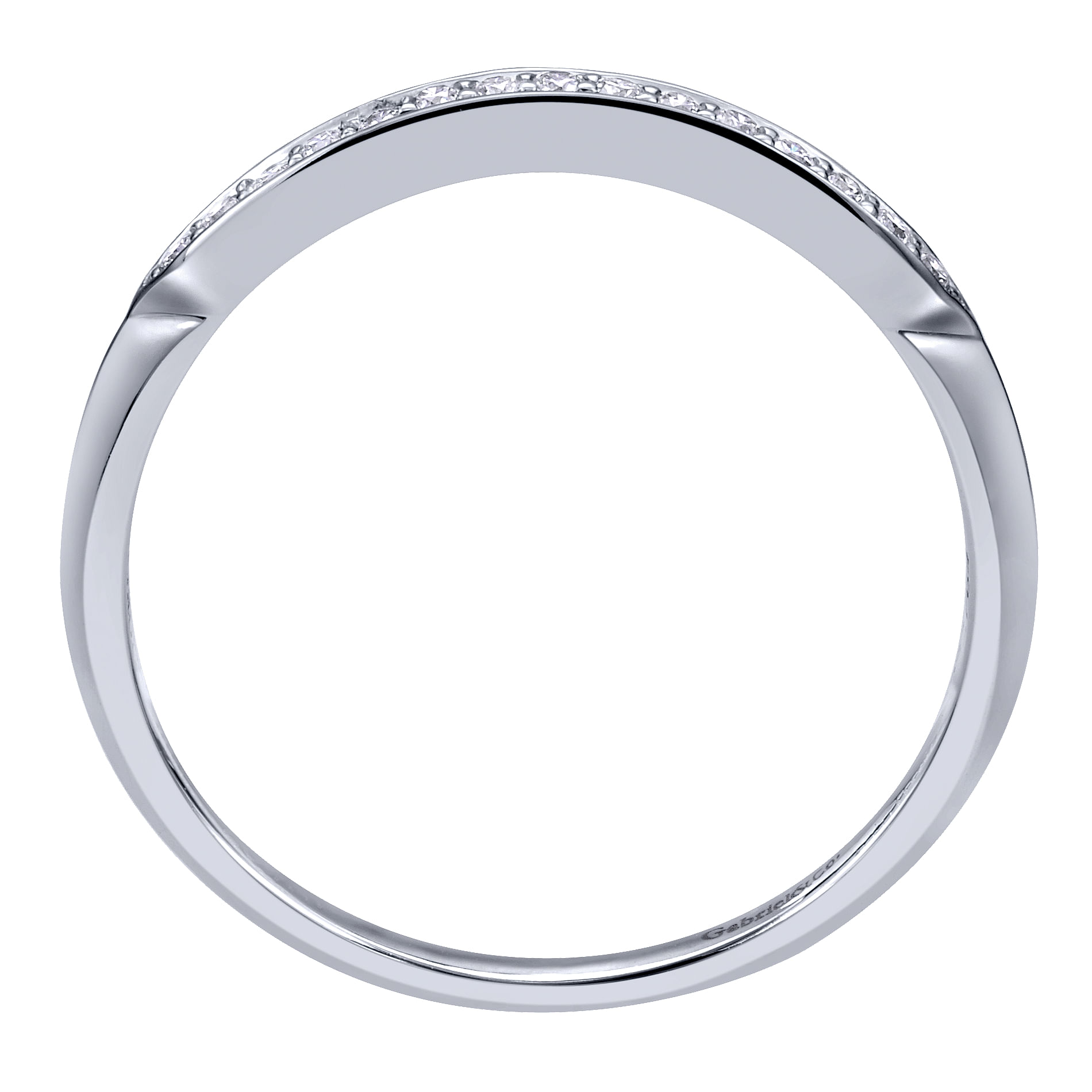 14k White Gold Diamond Curved Wedding Band angle 2 14k White Gold Diamond Curved Wedding Band angle 2